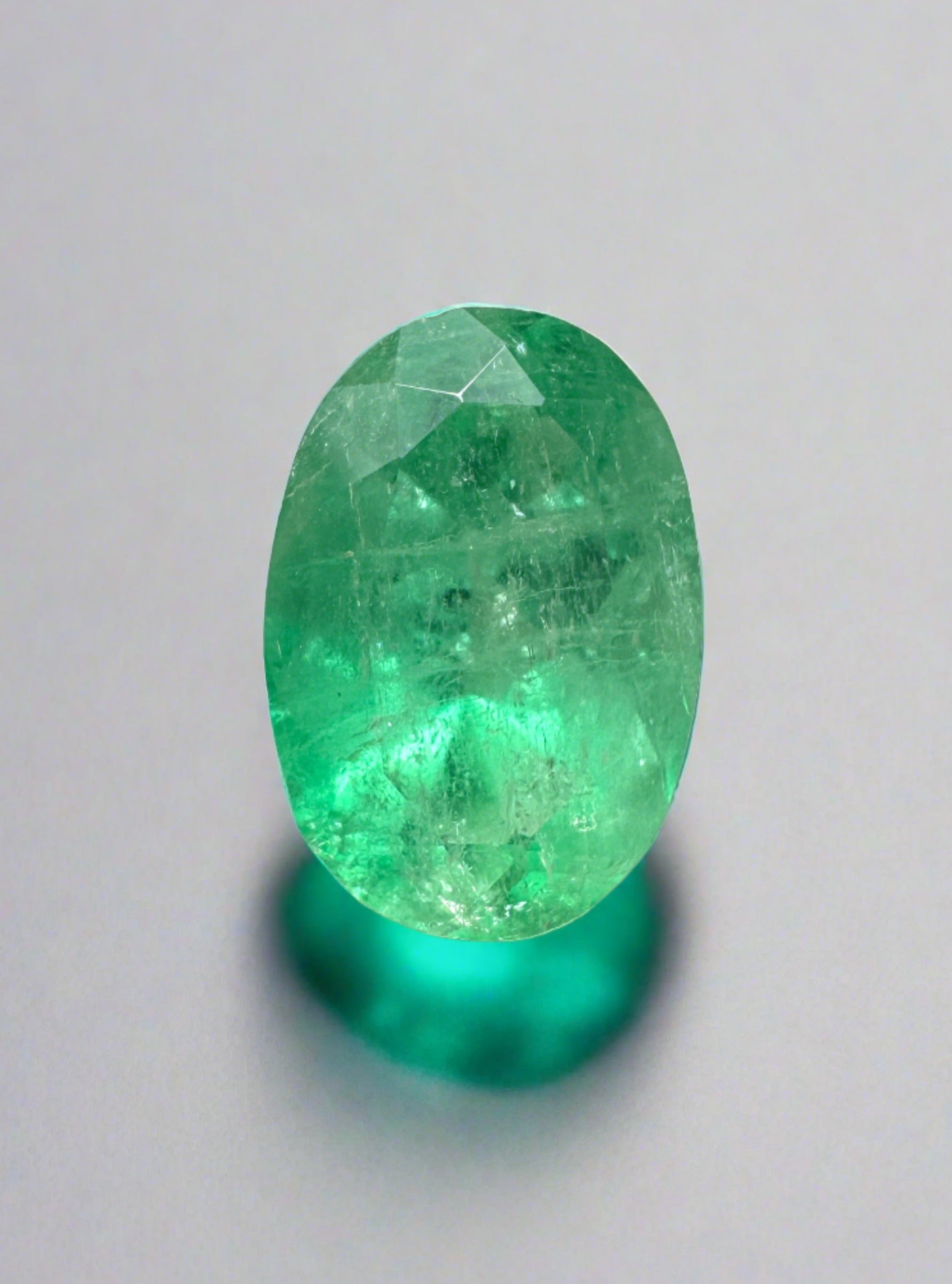 2.18 Carat 10x7mm Natural Colombian Emerald Gemstone - Oval Cut Loose Greenish Yellow Emerald for Jewelry Making & Engagement Rings