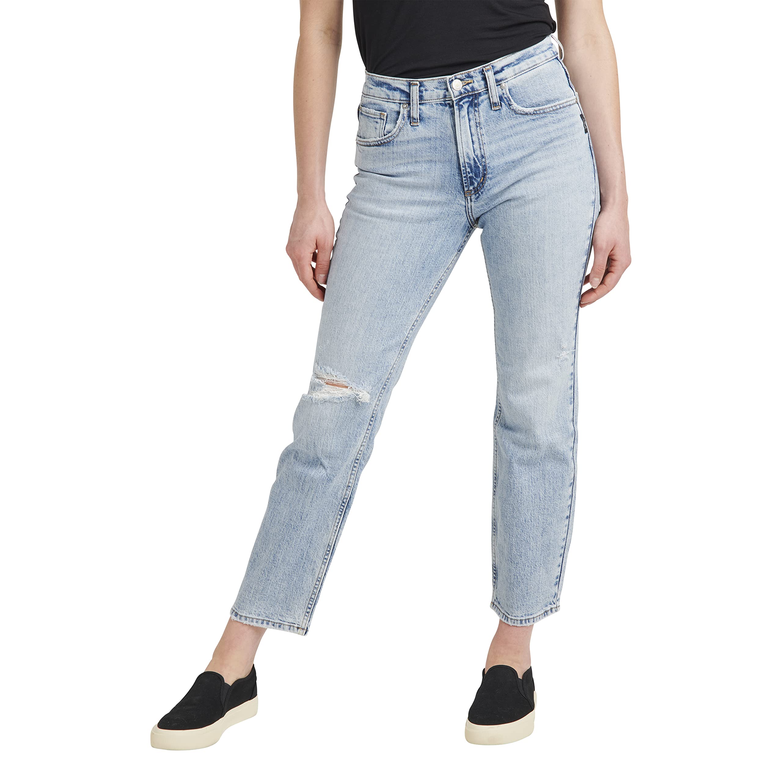 Silver Jeans Co. Women's Frisco High Rise Straight Leg Jeans - Comfortable & Stylish Denim Pants for Casual Wear, Office & Everyday Outfits