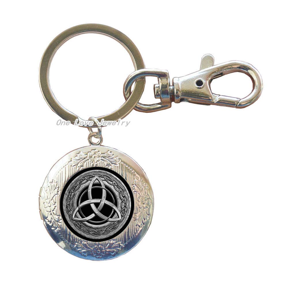 Celtic Trinity Key Ring Locket - Glass Keychain for Gifts & Keepsakes