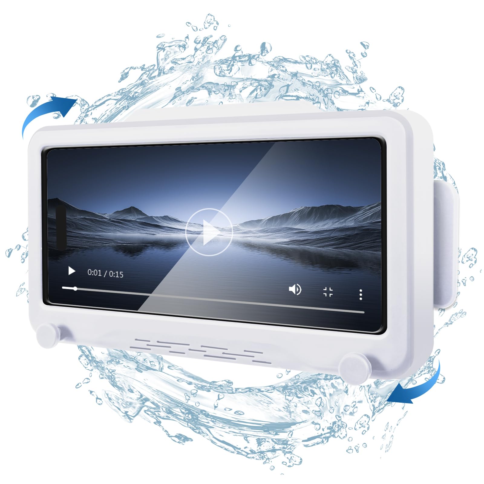 TEKING 360° Rotating Waterproof Shower Phone Holder - Touch Sensitive Screen, Adjustable Wall Mount for Bathroom - Compatible with iPhone 14/13/12, Samsung Galaxy S23/S22 (4-7 Inch) - Perfect for Showering, Bathing & Kitchen Use (White)