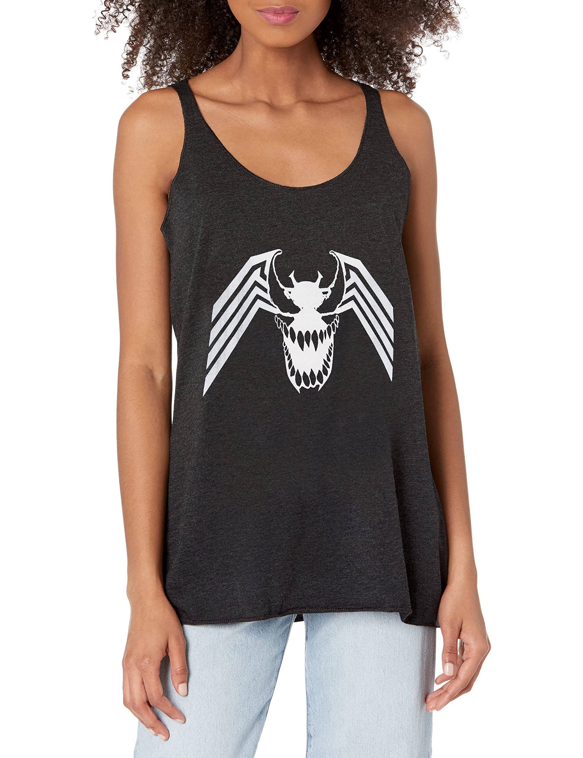 Marvel Classic Venom Symbol Women's Racerback Tank Top - Superhero Graphic Tee for Women, Casual Summer Workout Tops, Perfect for Cosplay, Gym, and Comic Conventions