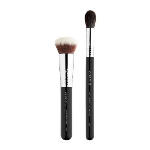 Sigma Beauty Flawless Complexion Brush Duo Set - Professional Makeup Brush Kit for Foundation & Concealer Application - Perfect for Everyday Makeup & Photo Shoots
