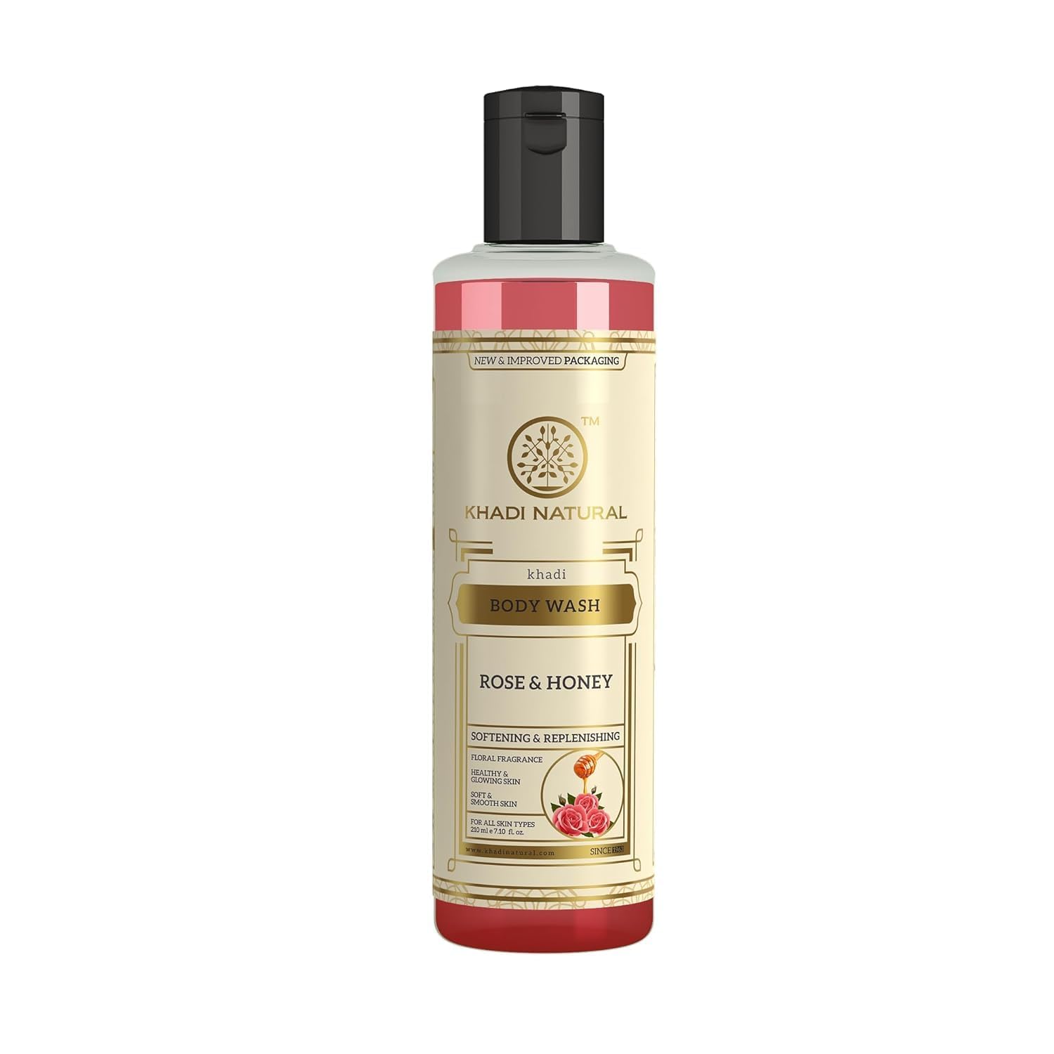 Khadi Natural Rose & Honey Body Wash for Deep Cleansing & Soothing Fragrance - 210ml | All Skin Types | Perfect for Daily Shower & Relaxing Bath Time