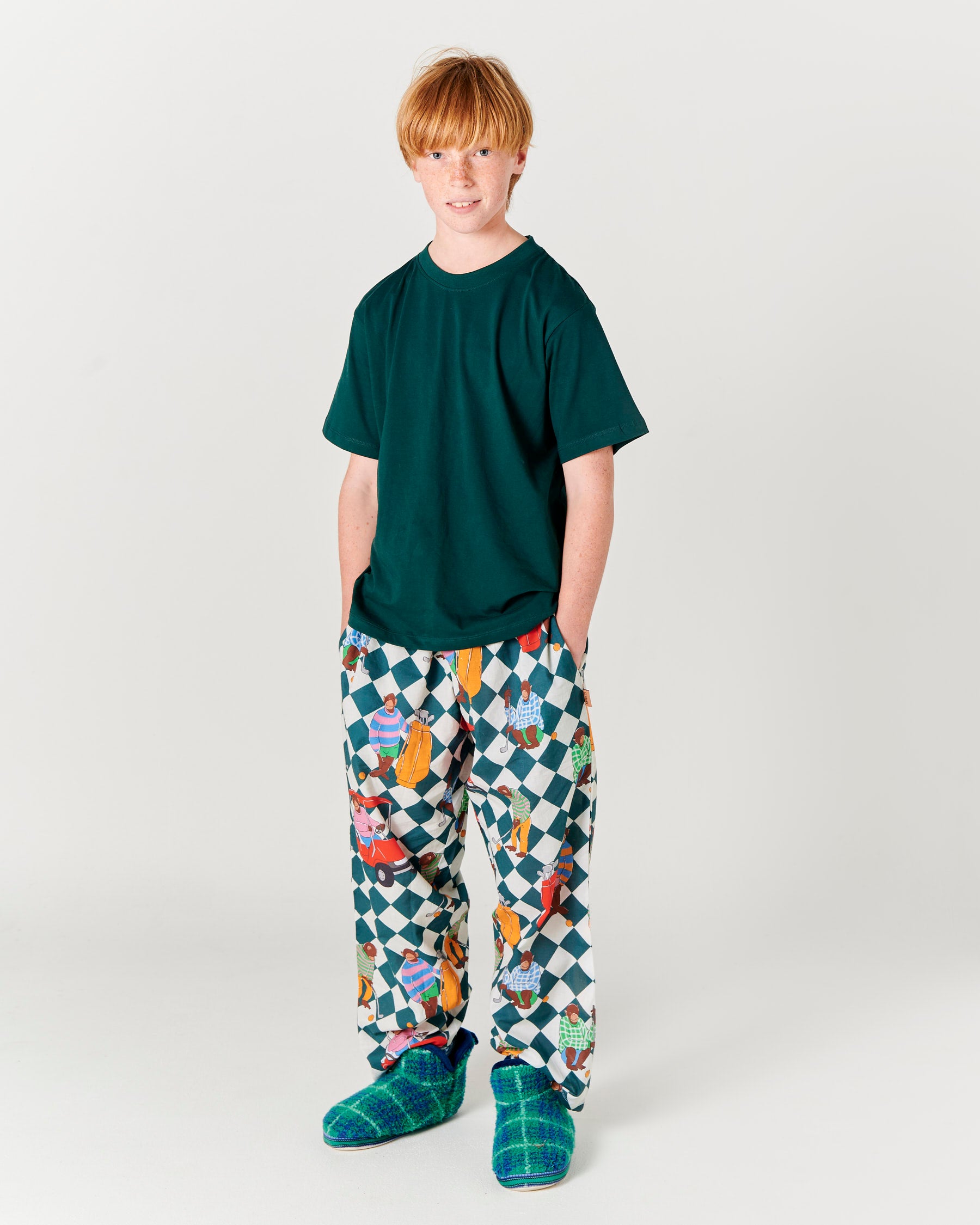 Hole In One Teen Organic Cotton Tee & Pant Pajama Set - Soft & Comfortable Sleepwear for Boys & Girls - Perfect for Bedtime, Lounging & Sleepovers