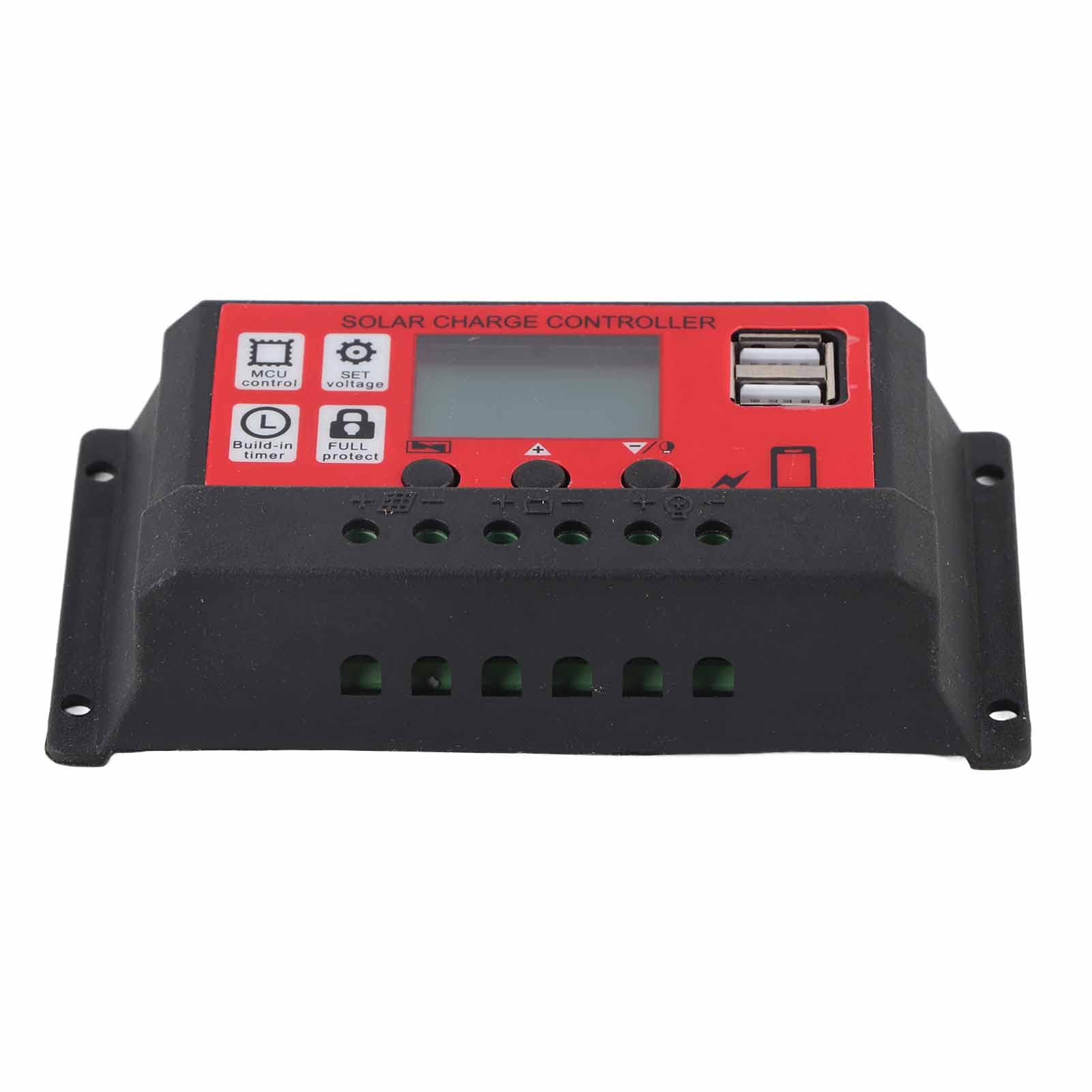 Solar Charge Controller with Overcurrent & Short Circuit Protection, LCD Display for Mobile Phones - Perfect for Off-Grid Solar Systems, RV Camping & Emergency Power Backup