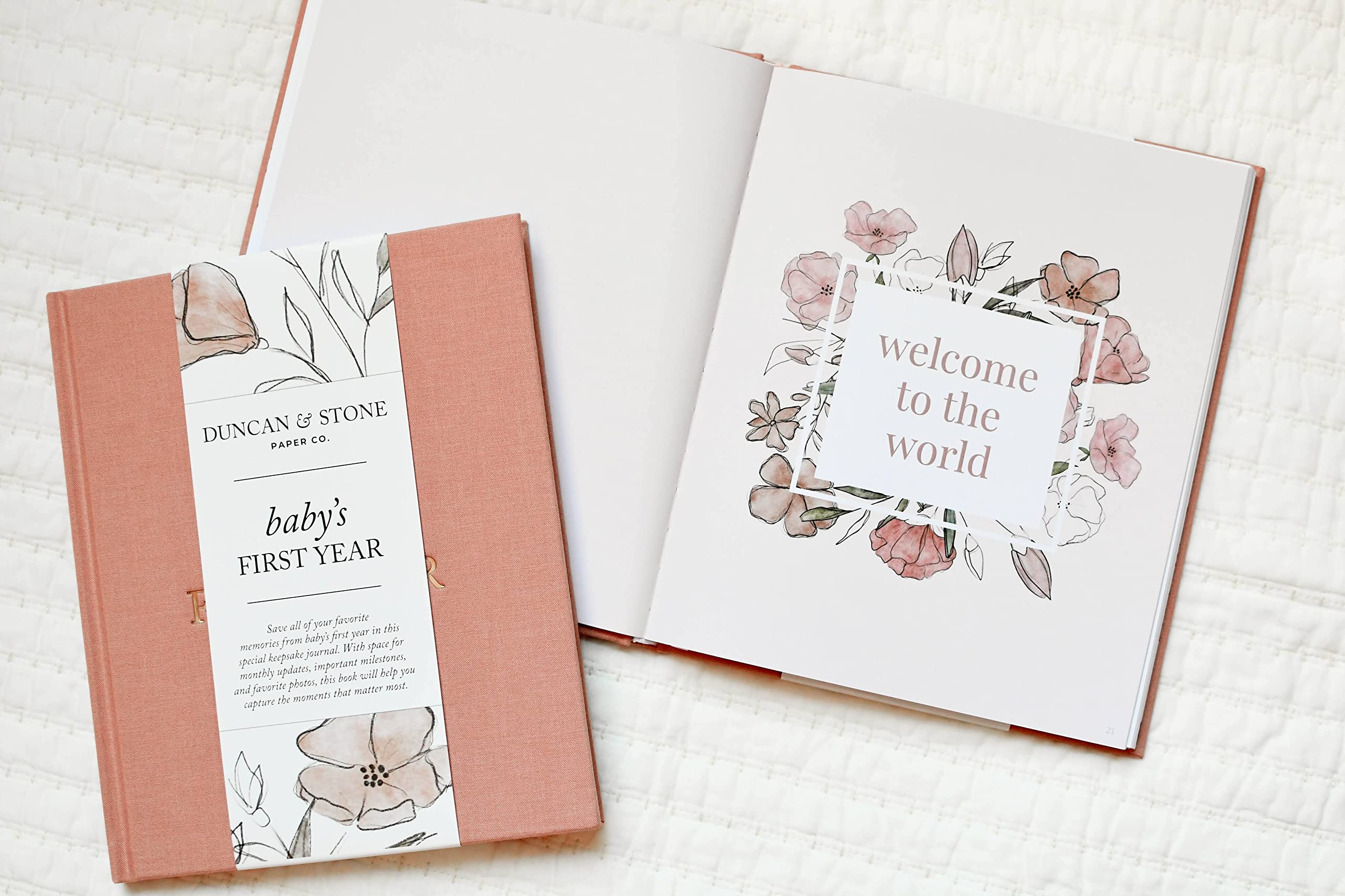 Baby Memory Book - First Year Keepsake Journal to Record Milestones, Photos & Memories | Pregnancy & Newborn Gift | Dusty Rose 112 Pages | Perfect for Baby Showers, Christenings & First Birthday Gifts