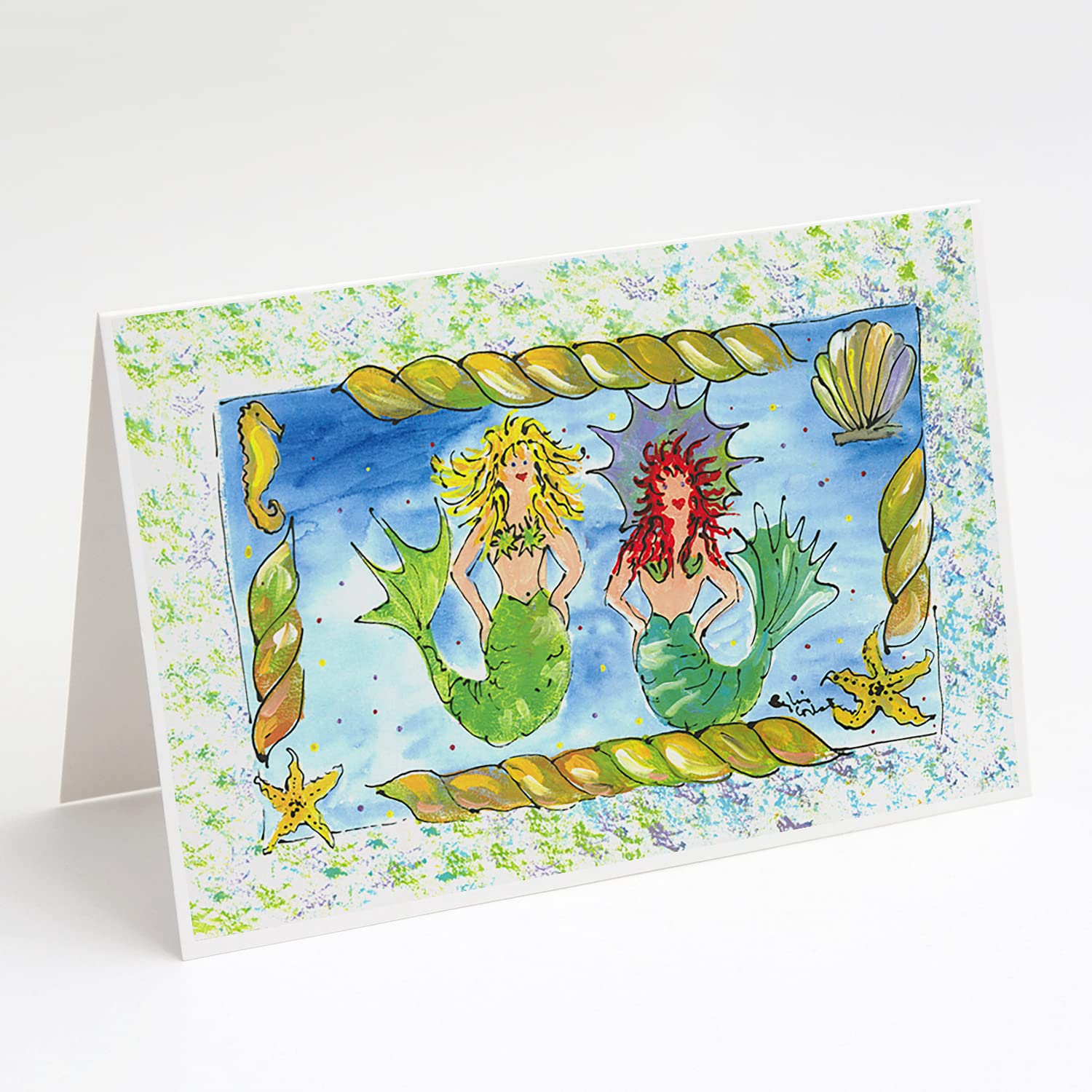 Caroline's Treasures 8083GCA7P Whimsical Mermaid Greeting Cards Set - 8 Blank A7 Size (5x7) Note Cards with Envelopes | Perfect for Birthday Wishes, Thank You Notes & Special Occasions