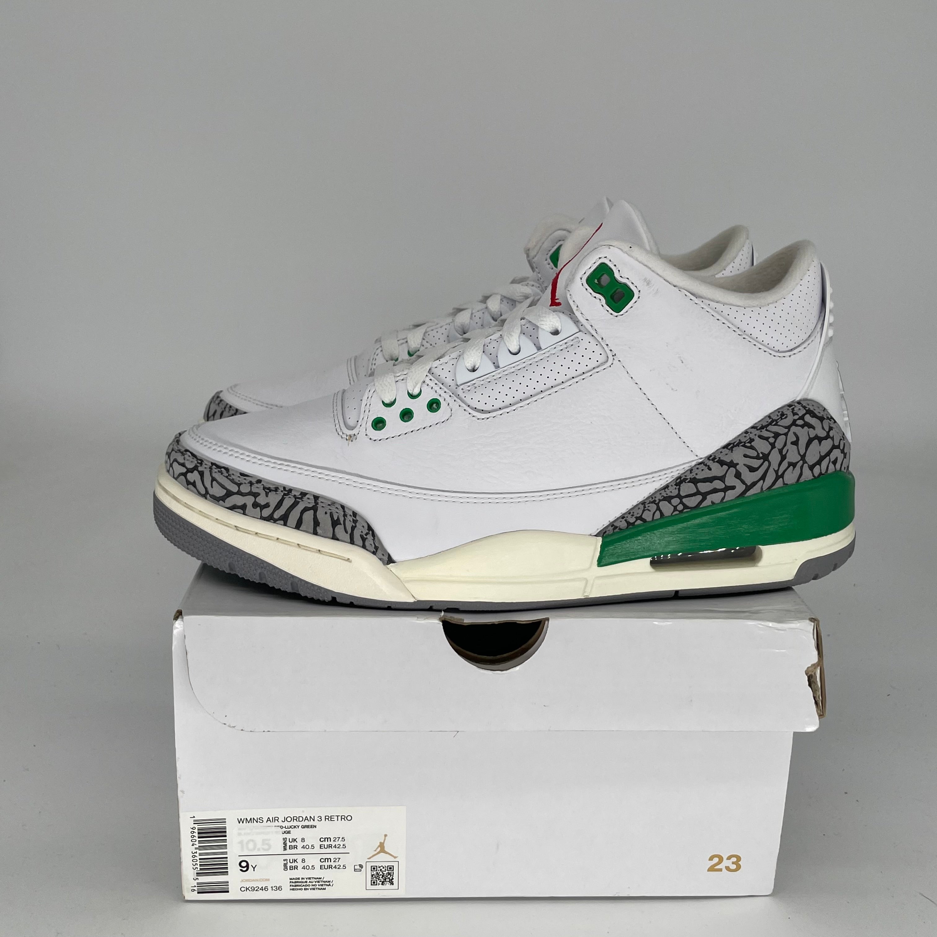 AIR JORDAN 3 Lucky Green Women's Basketball Shoes Size 9/10.5W - Retro Style Sneakers CK9246-136 for Running, Gym Workouts & Street Fashion