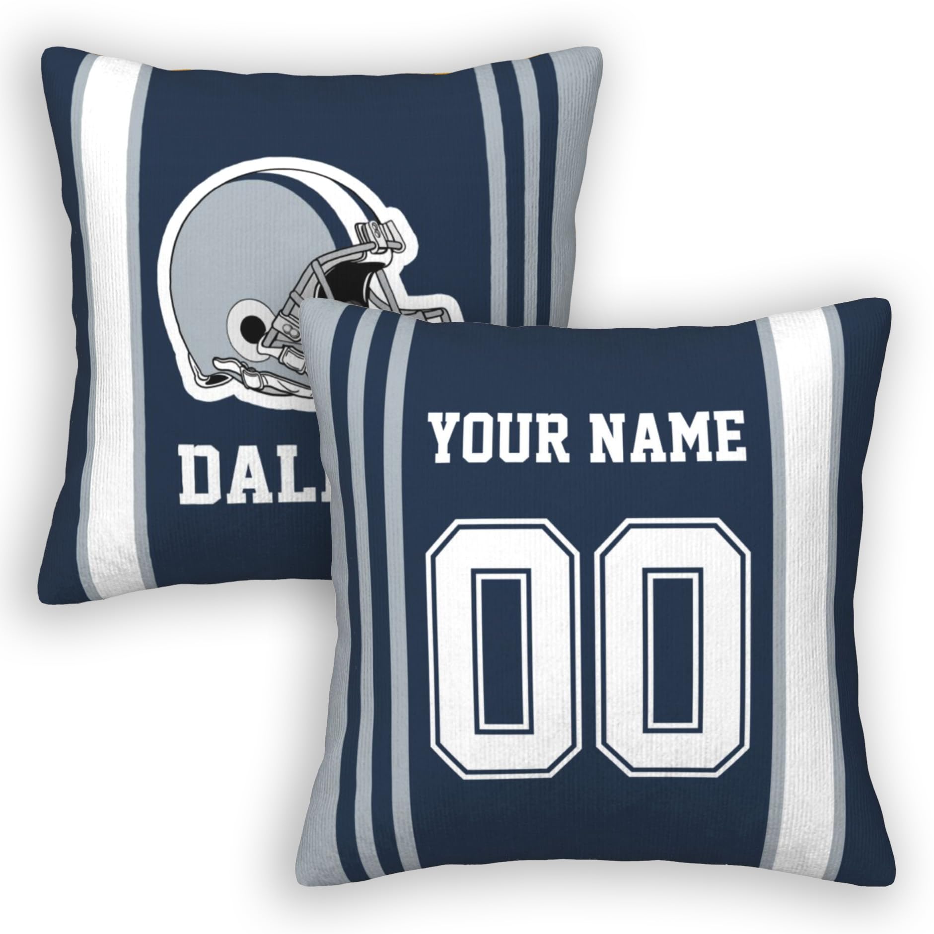 Custom Dallas Cowboys Football Throw Pillow Covers - Personalized Name & Number Pillow Cases for Men, Women, Youth - Perfect for Game Day Decor, Fan Gifts, and Home Decor