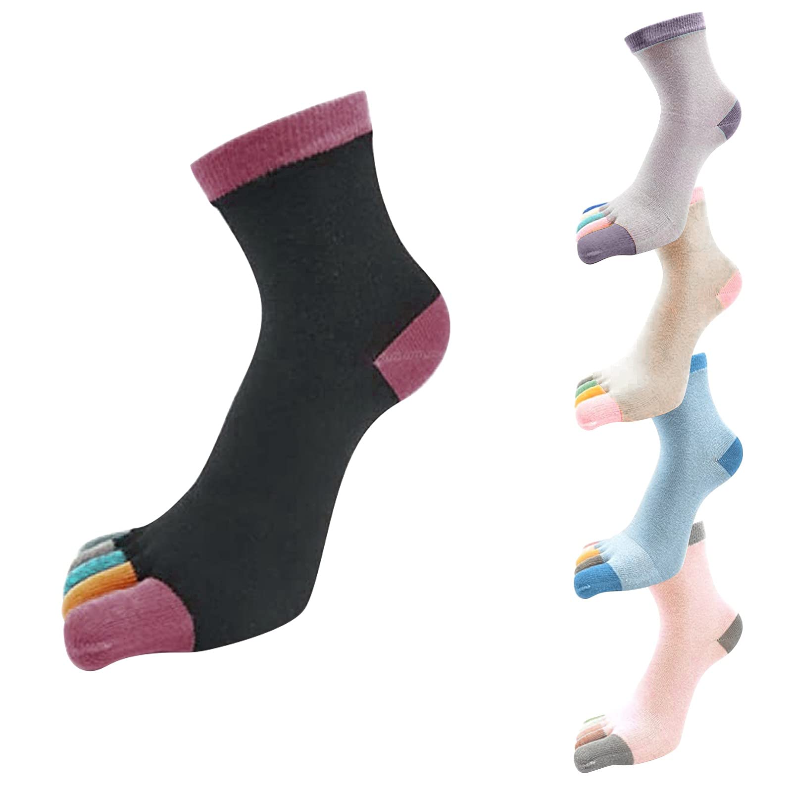 5-Pack Unisex Cotton Summer Socks - Breathable Five-Toe Short Socks for Women & Men - Perfect for Yoga, Running, Beach & Casual Wear