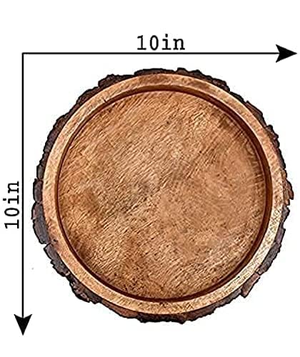 RYT CRAFTS Handmade Wooden Serving Tray - Rustic Dining Table Centerpiece for Home Decor, Kitchen Organization & Entertaining - Perfect for Coffee Tables, Breakfast in Bed & Party Serving (Bakkal Style)