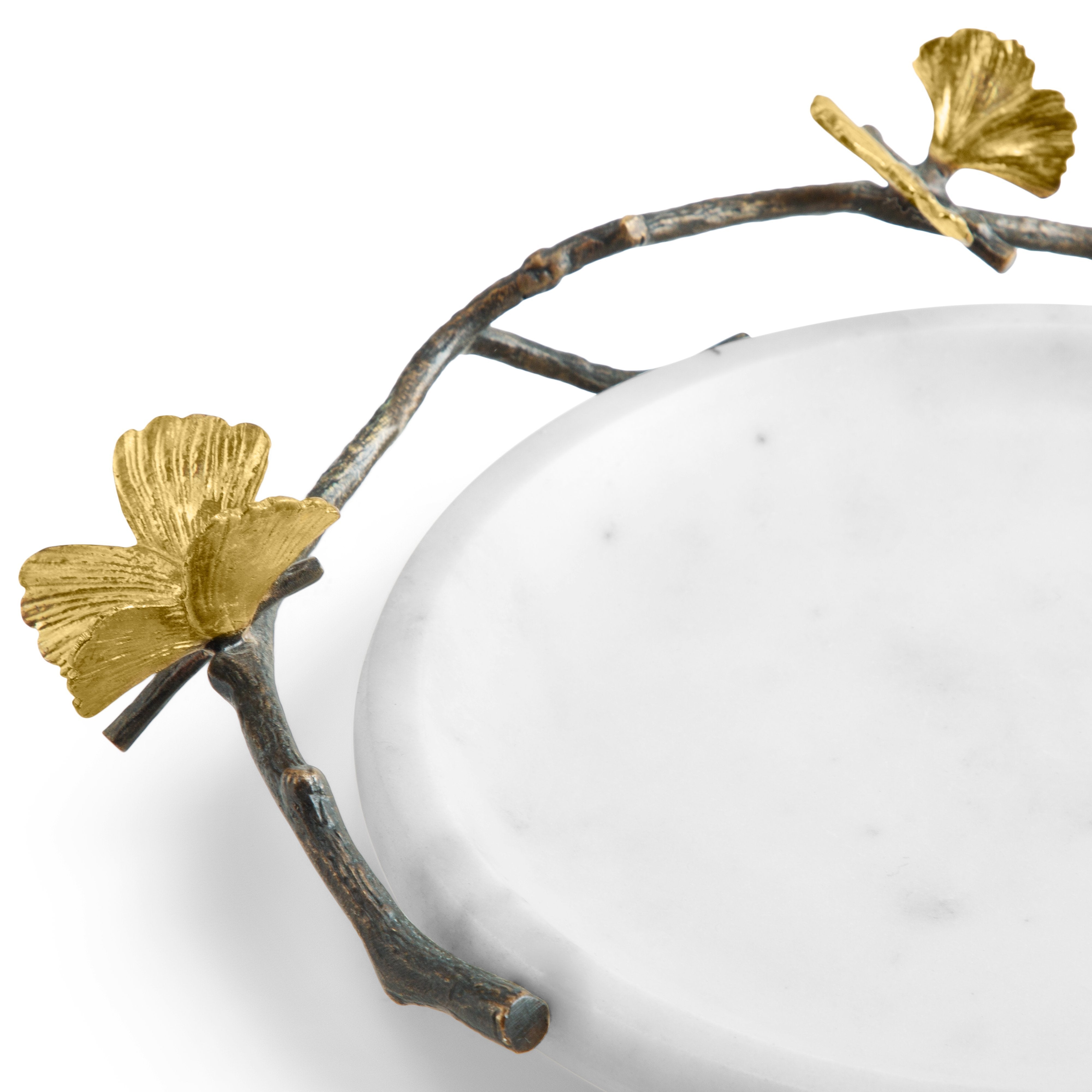Butterfly Ginkgo Leaf Jewelry Tray - Elegant Decorative Dish for Rings, Earrings & Small Accessories - Perfect for Vanity, Dresser & Bathroom Organization