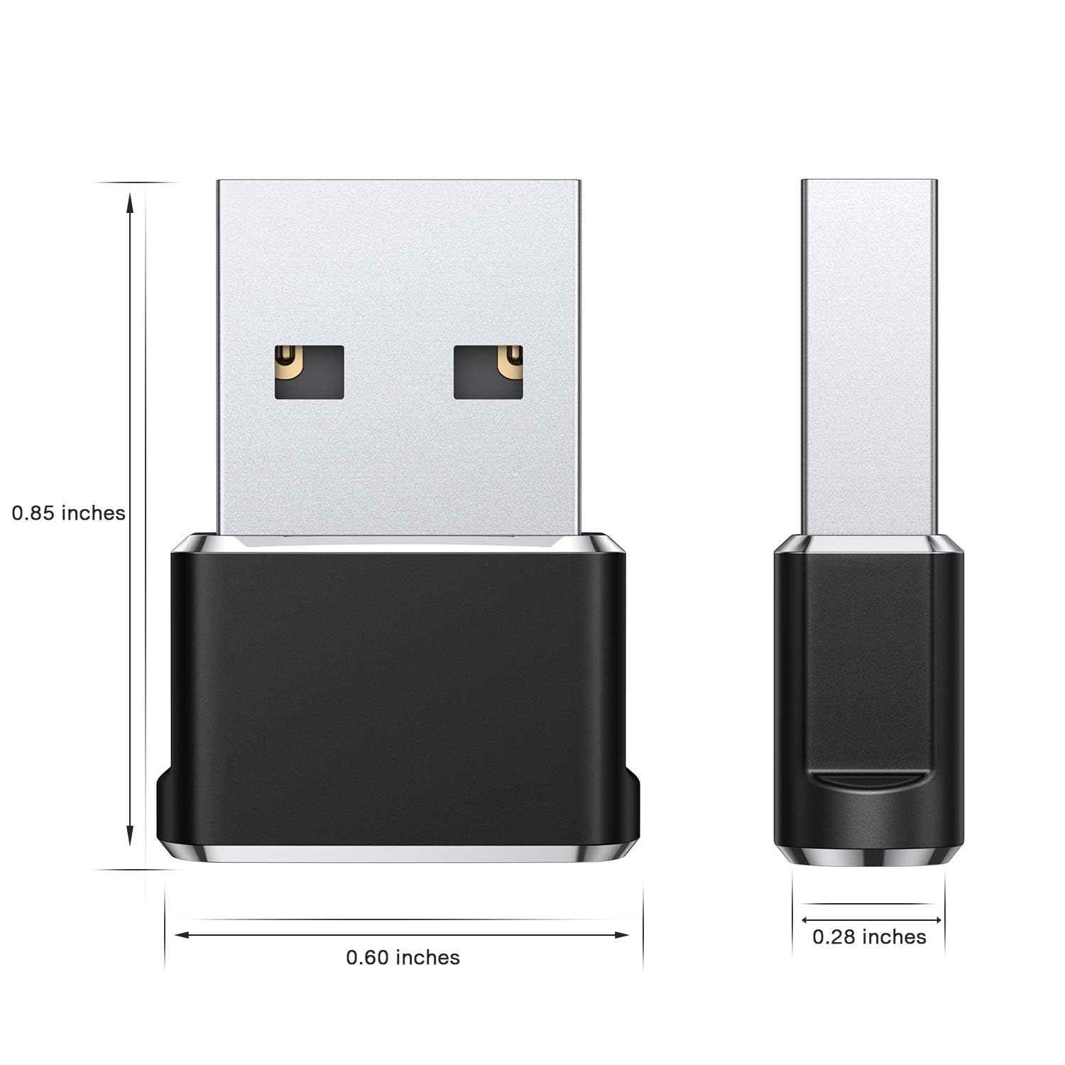 Basesailor 2-Pack USB to USB C Adapter, Type C Female to USB A Male Converter for iPhone 16/15/14/13/Mini/Pro/Max, iPad Air 4/5, Samsung Galaxy S24/S23/Note 20/Ultra, Google Pixel 9/8 - Compatible with CarPlay, AirPods & Fast Charging (Home, Office, Travel Use)