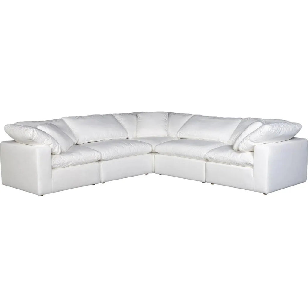 5-Piece Performance Terra White Modular Sectional Sofa Set - Modern Living Room Furniture for Home & Office Comfort