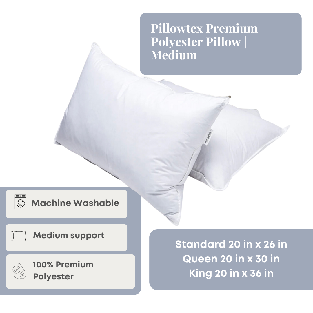 Premium Polyester Pillow - Soft & Supportive Medium Firmness for Side, Back & Stomach Sleepers | Perfect for Home, Travel & Guest Rooms