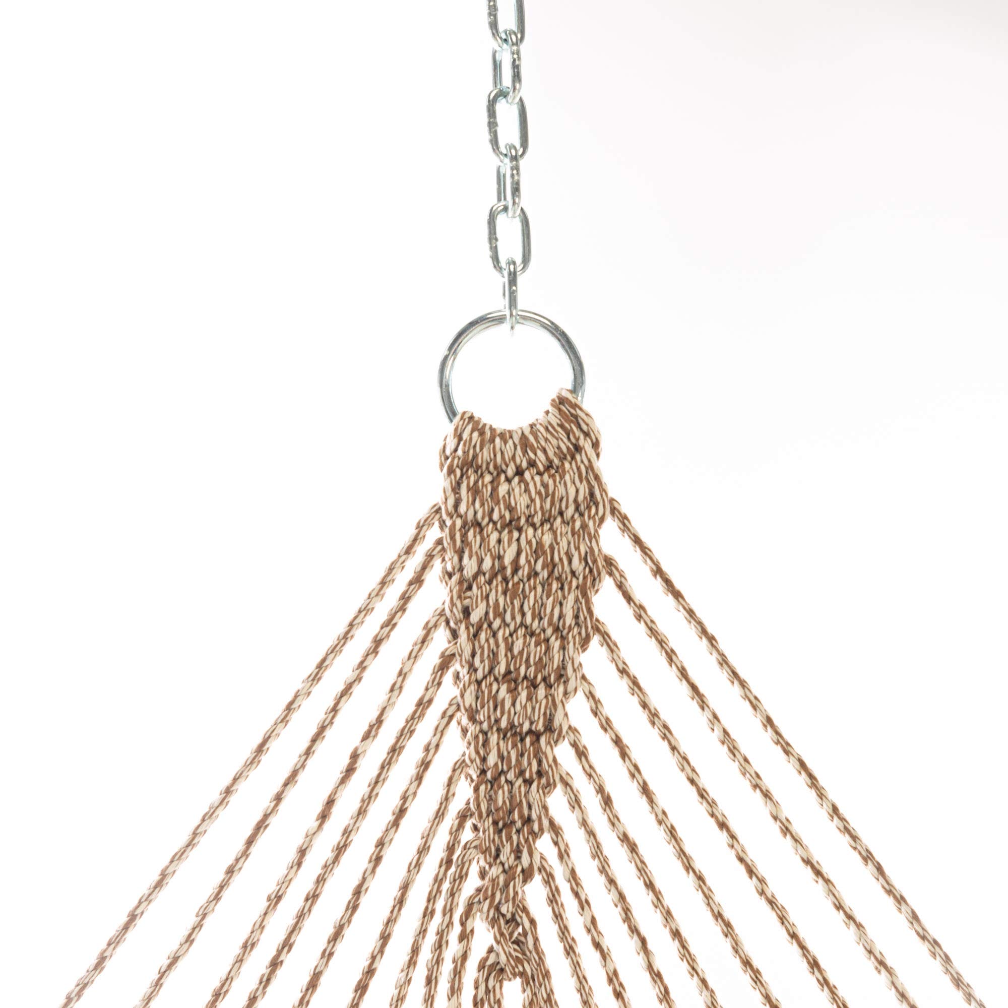 Premium Handwoven Hatteras Hammock - 13ft x 55in Large Antique Brown Oatmeal Rope Hammock with Free Extension Chains & Tree Hooks | 450 LB Weight Capacity | Durable Duracord Material | Made in USA | Perfect for Backyard, Patio, Beach & Camping Relaxation