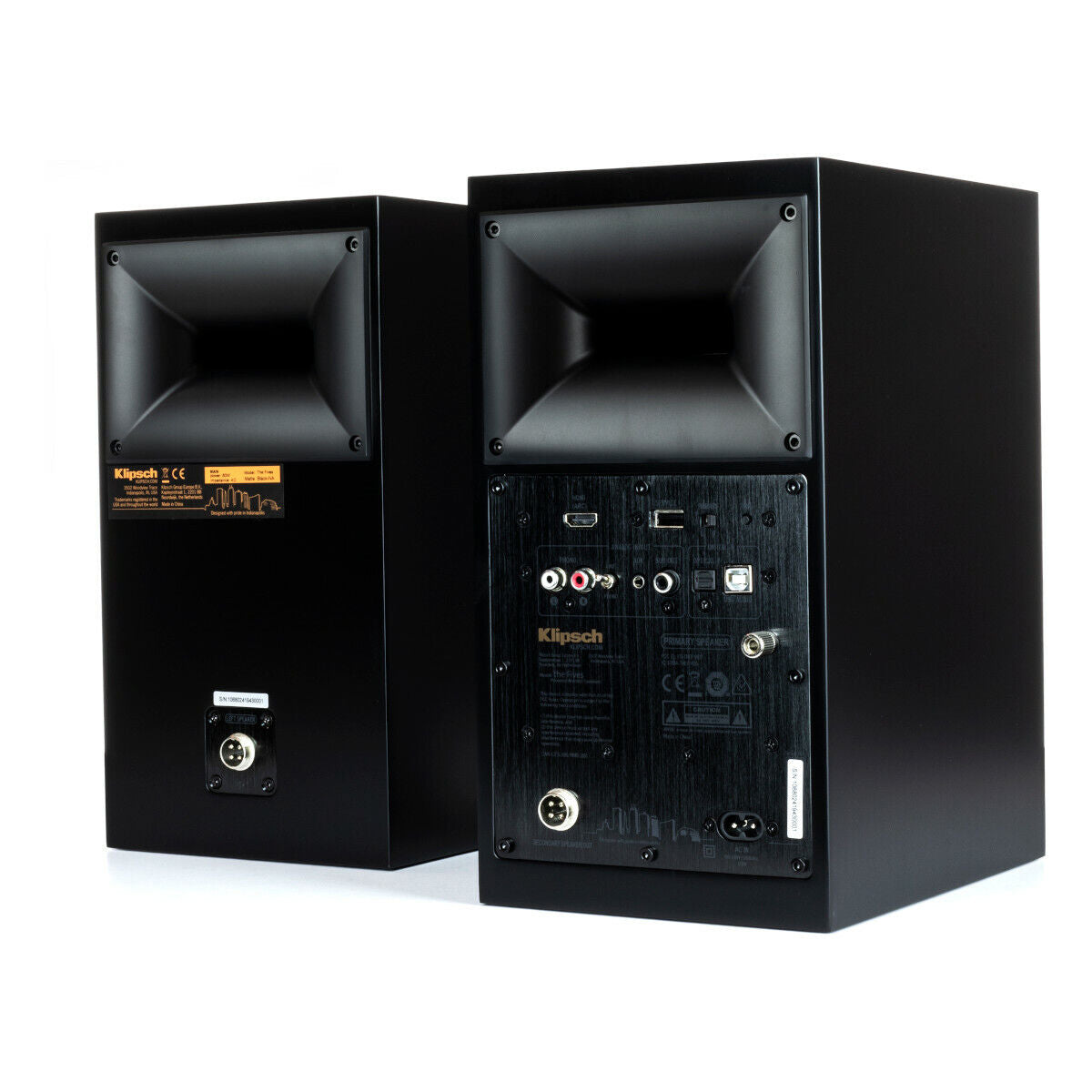 Klipsch The FIVES Premium Powered Bookshelf Speakers - High-Fidelity Bluetooth Audio System for Home Theater, Gaming & Music Listening