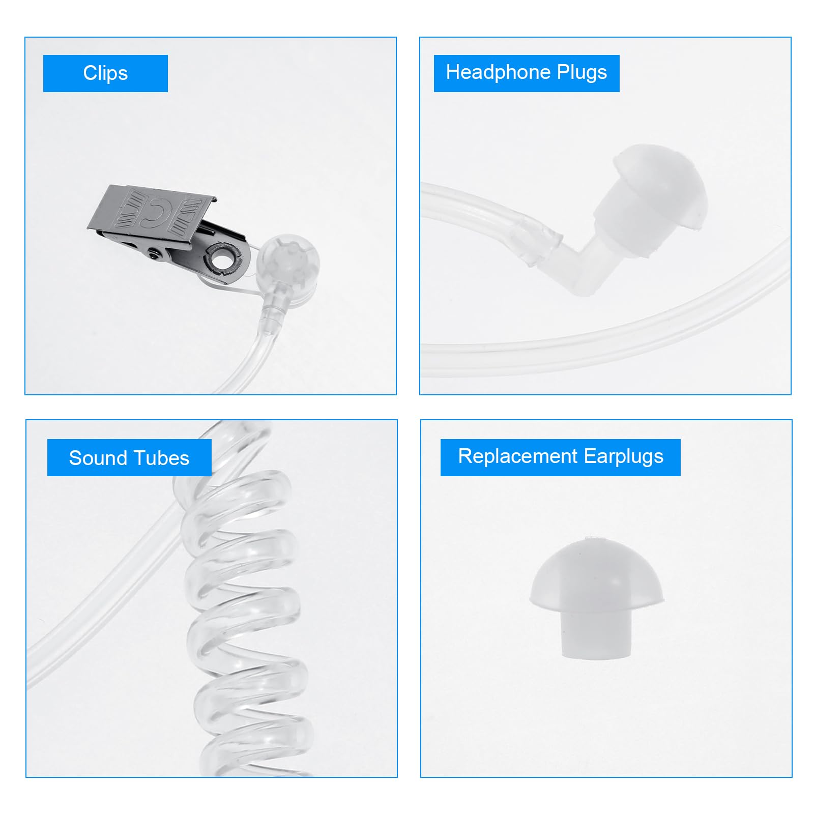 2PCS Spy Earpieces Toy Set - Fake Bluetooth Earpiece with Replaceable Earplugs - Perfect for Agent, Security Guard & Cosplay Costume Accessories - Great for Halloween, Parties & Role Play (Kids & Adults) - Ideal for Spy Games, Themed Events & Pretend Play
