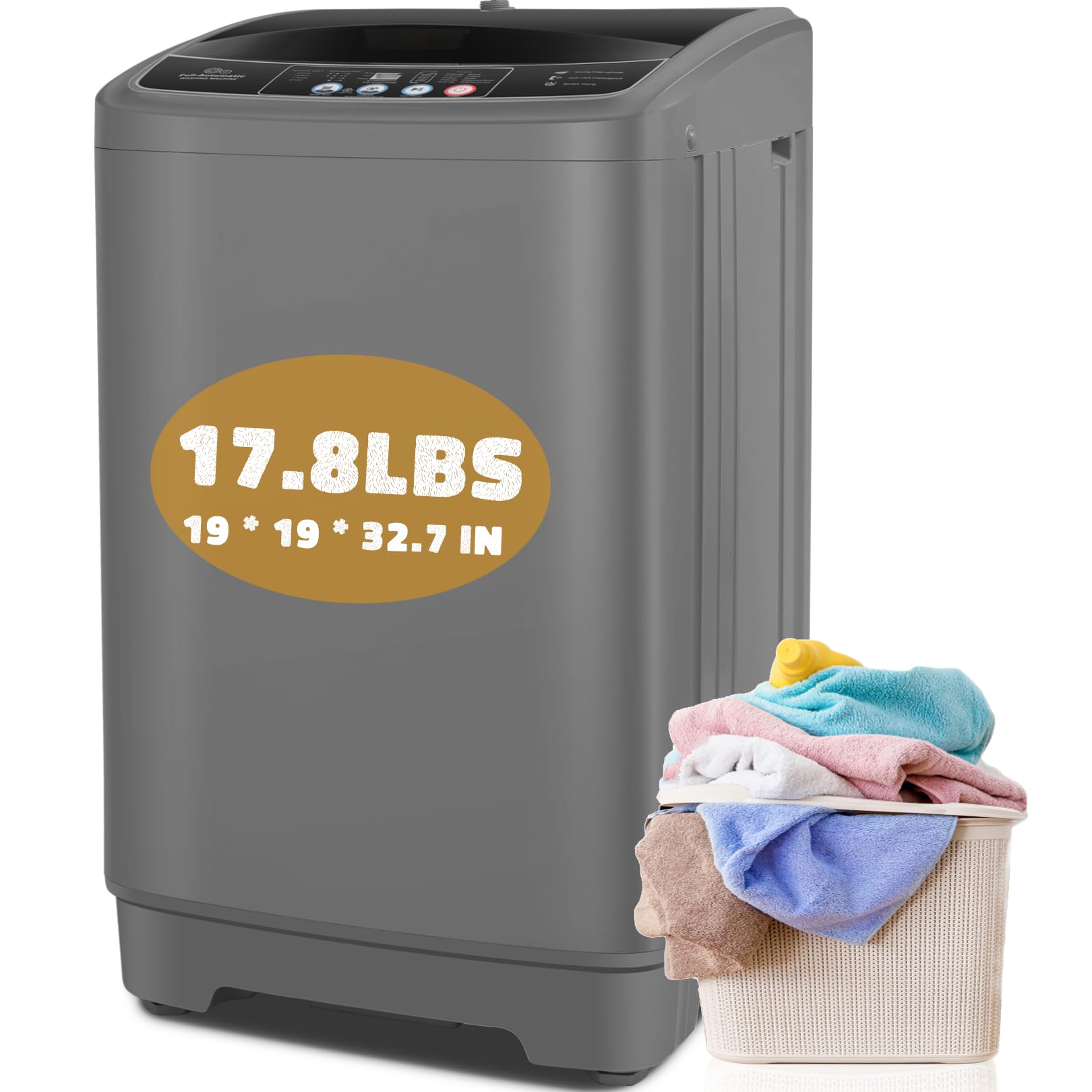Nictemaw 17.8Lbs Portable Washing Machine with Dryer - 2.4Cu.ft Compact Washer Dryer Combo, 10 Wash Programs & 8 Water Levels, Built-in Drain Pump - Perfect for Apartments, RVs, Dorms & Small Spaces - Ideal for Travel, Camping & Off-Grid Living