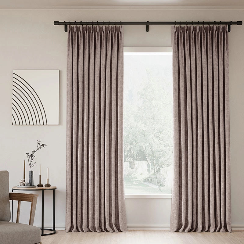 Pinch Pleated Blackout Curtains - 100% Linen Fabric for Modern Home Decor | Noise Reducing & Thermal Insulated Window Drapes for Bedroom & Living Room