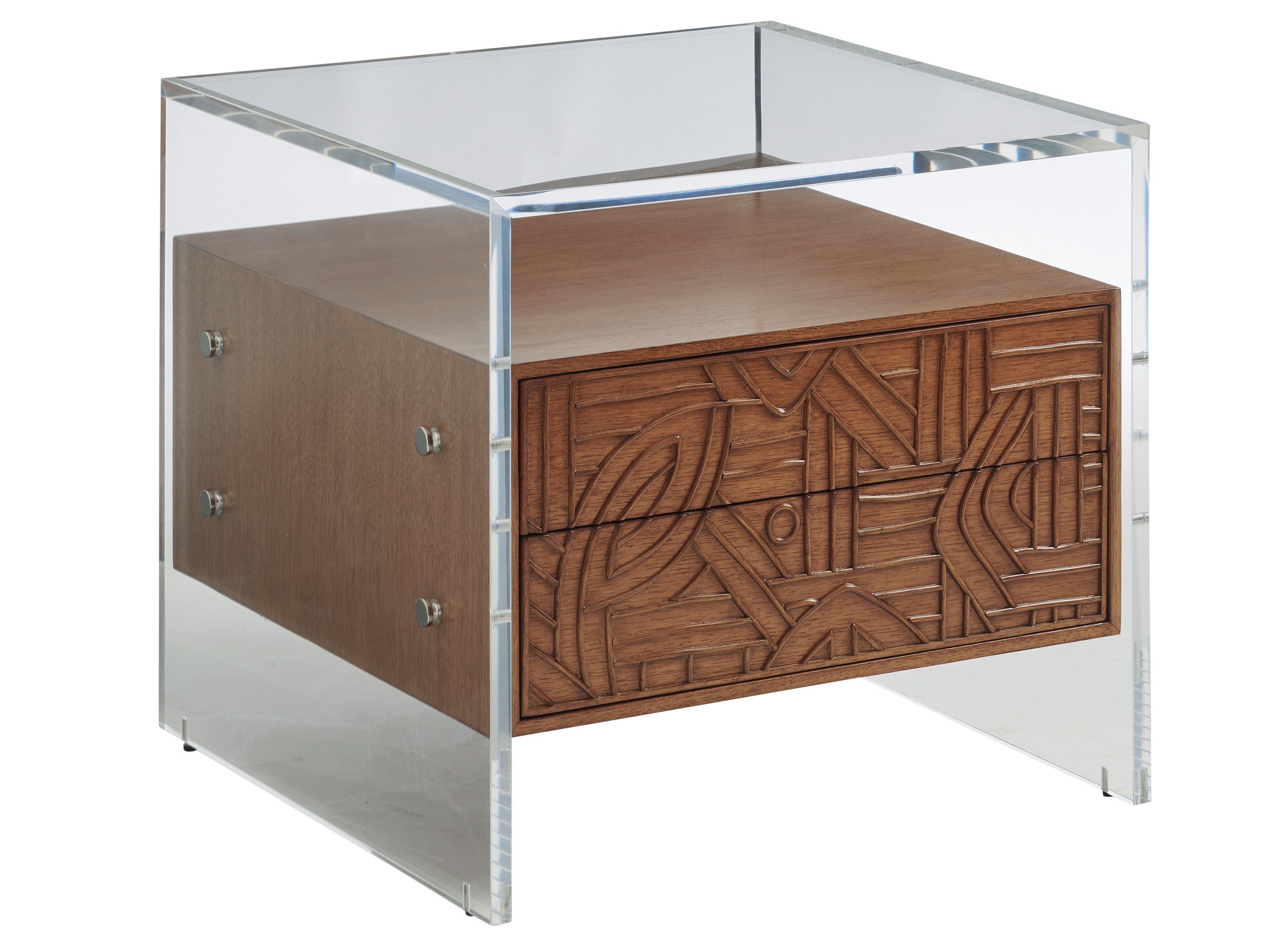 Tommy Bahama Home Arden Acrylic Lamp Table - Modern Side Table for Living Room, Bedroom & Office - Clear Acrylic End Table with LED Lighting for Home Decor