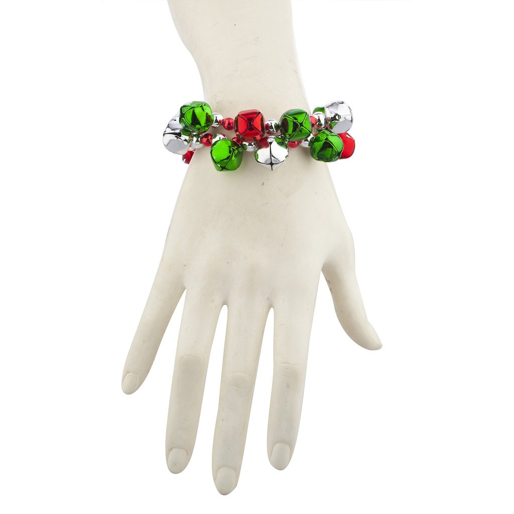 Silver Jingle Bell Bracelet Set - Christmas Holiday Accessories for Festive Parties
