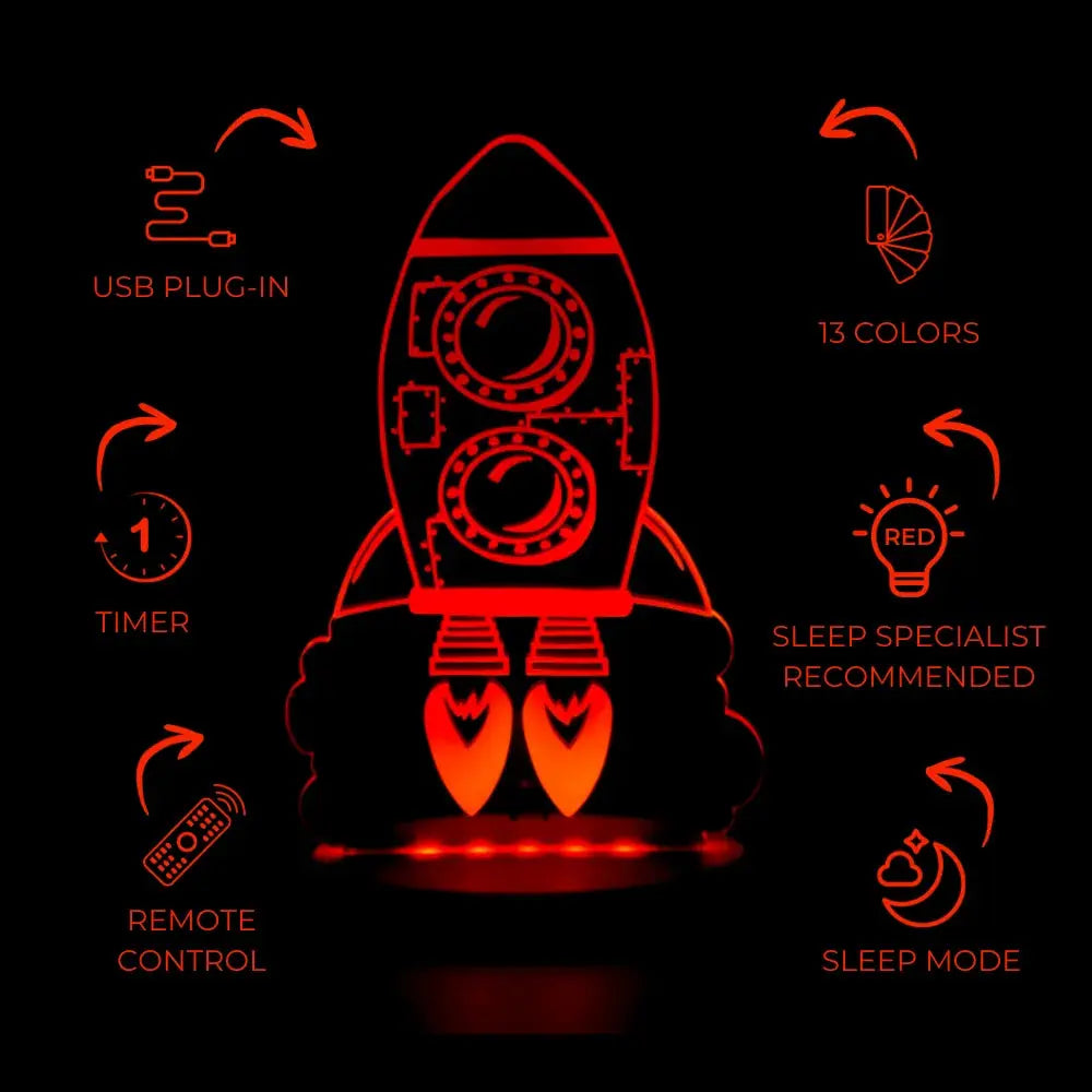 Duski Rocket Night Light for Kids - LED Space-Themed Night Light for Bedroom, Nursery, and Kids Room - Perfect for Bedtime, Sleep Aid, and Decor