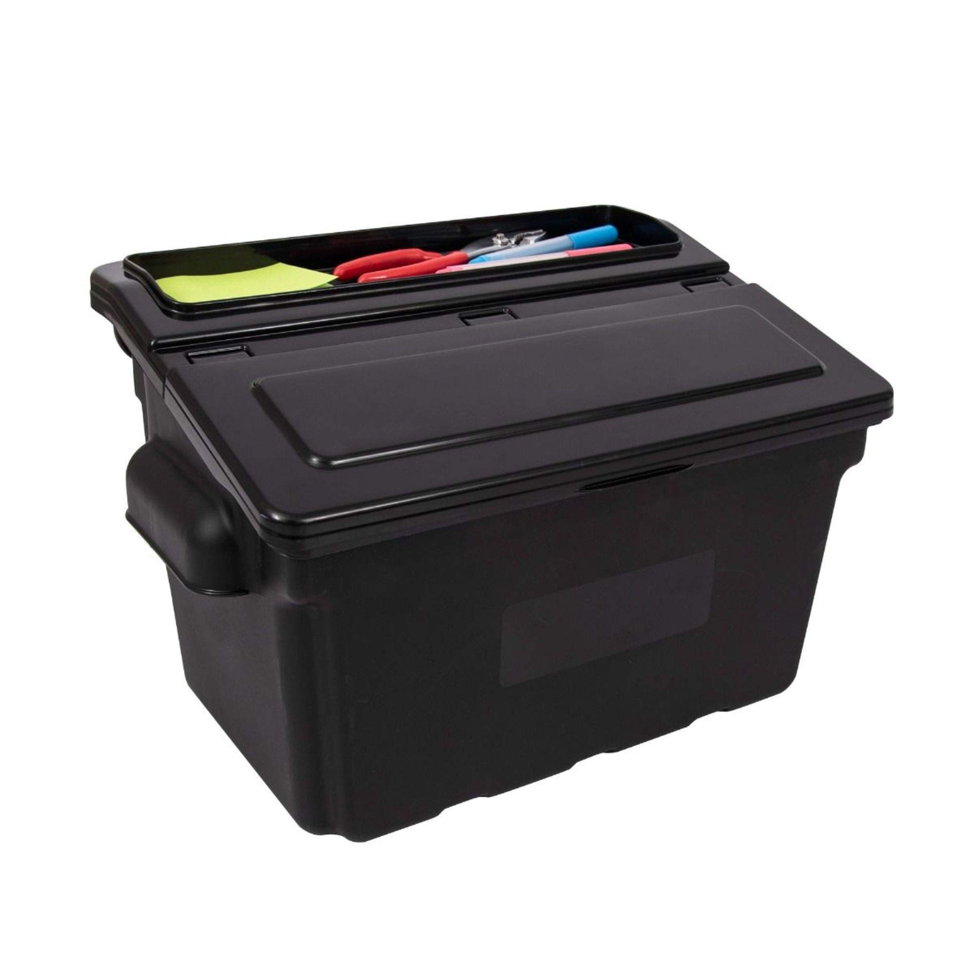 LUXOR SEC11-B-OUTRIG 24x18 Inch Heavy Duty Plastic Utility Cart with 2 Shelves & Outrigger Bins - Perfect for Commercial Kitchens, Restaurants, and Industrial Workspaces