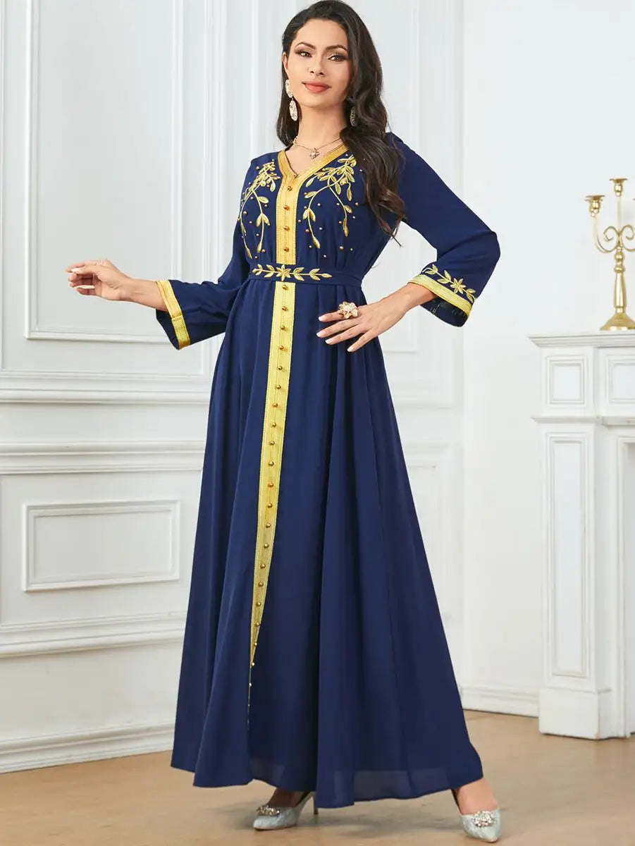 Exquisite Beaded Embroidery Eid Caftan Dress for Women - Elegant Kaftan Gown for Special Occasions & Festive Celebrations