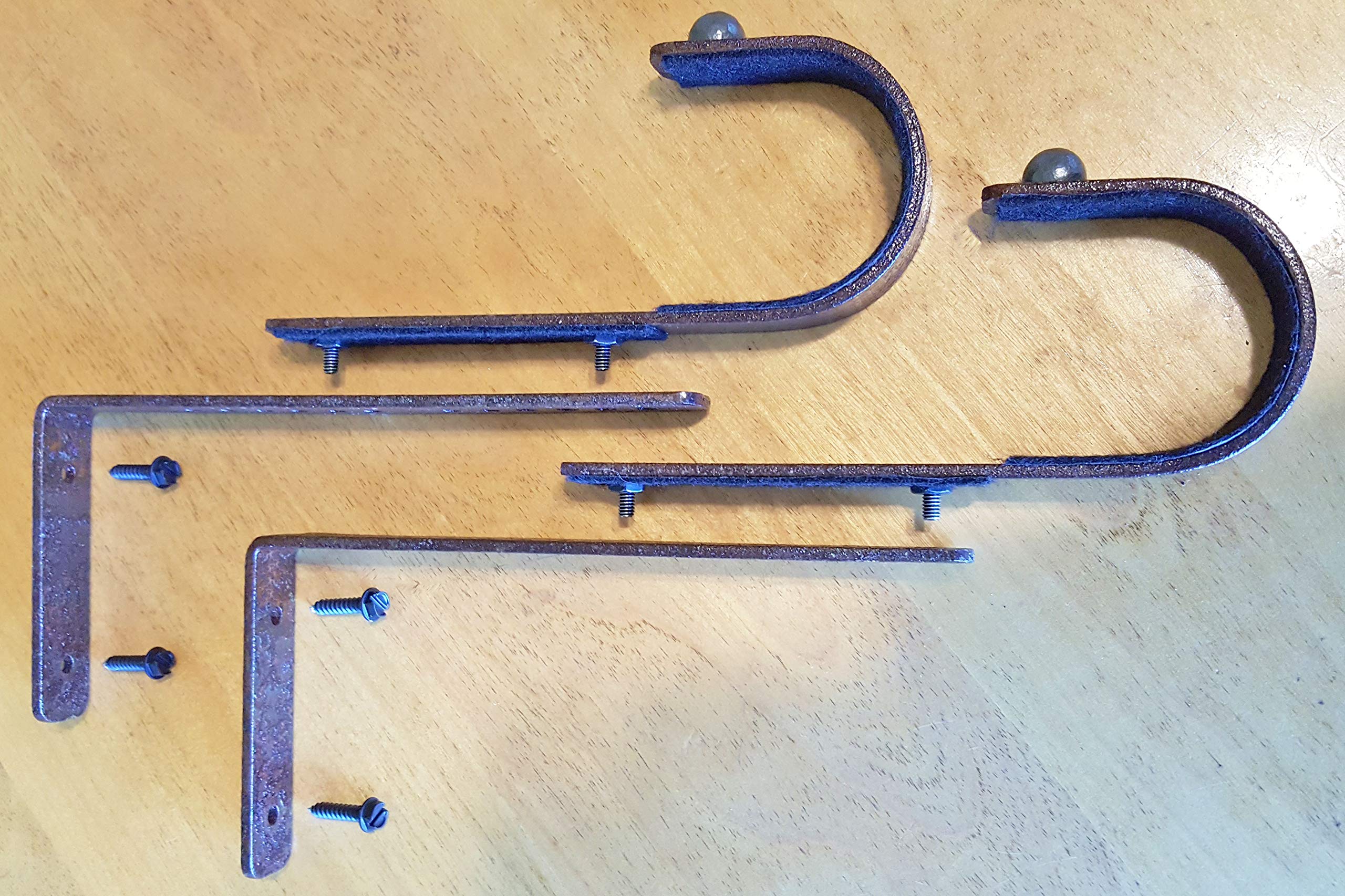 **Rustic Felt-Lined Fireplace Rifle Hangers - Shotgun & Rifle Display Hooks for Mantle (45 Long Colt, Black Finish) - Perfect for Cabin, Hunting Lodge & Home Decor**