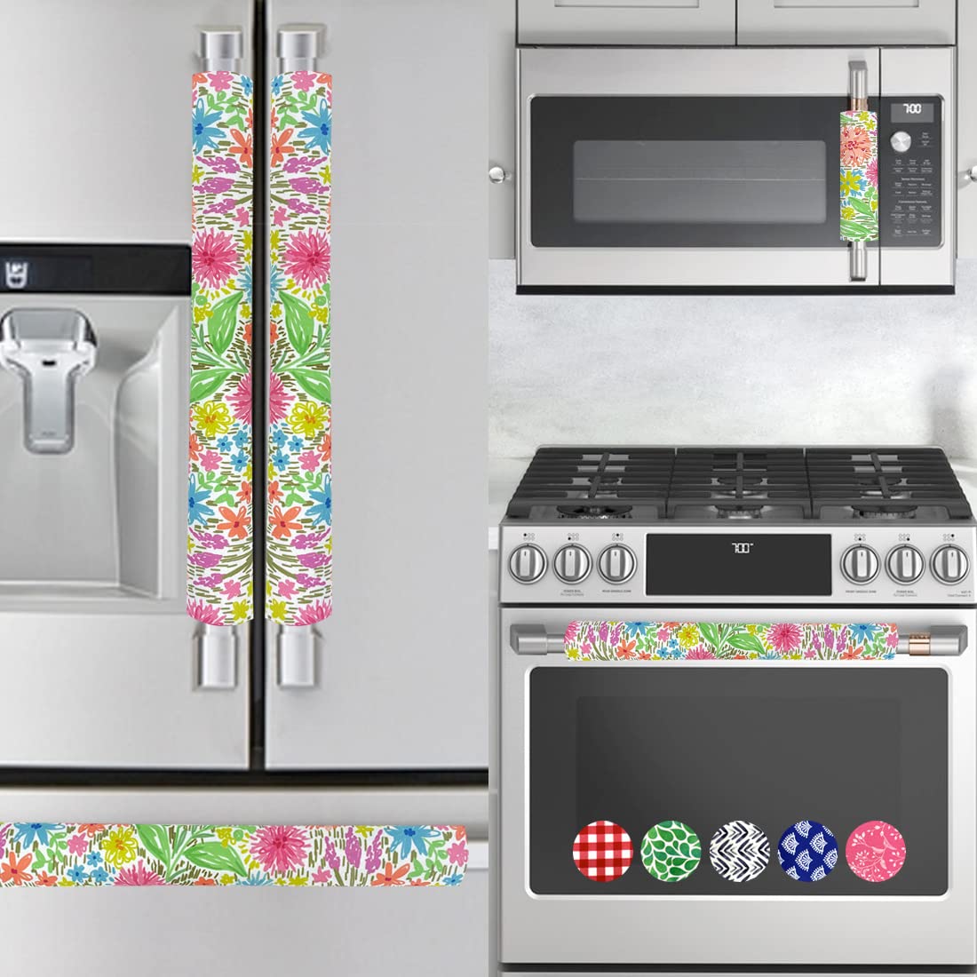 Rio Salto 5-Piece Refrigerator Door Handle Covers Set - Kitchen Appliance Handle Protectors for Stove, Oven, Dishwasher & Microwave - Decorative & Functional Kitchen Accessories - Perfect for Home, Office & Restaurant Use