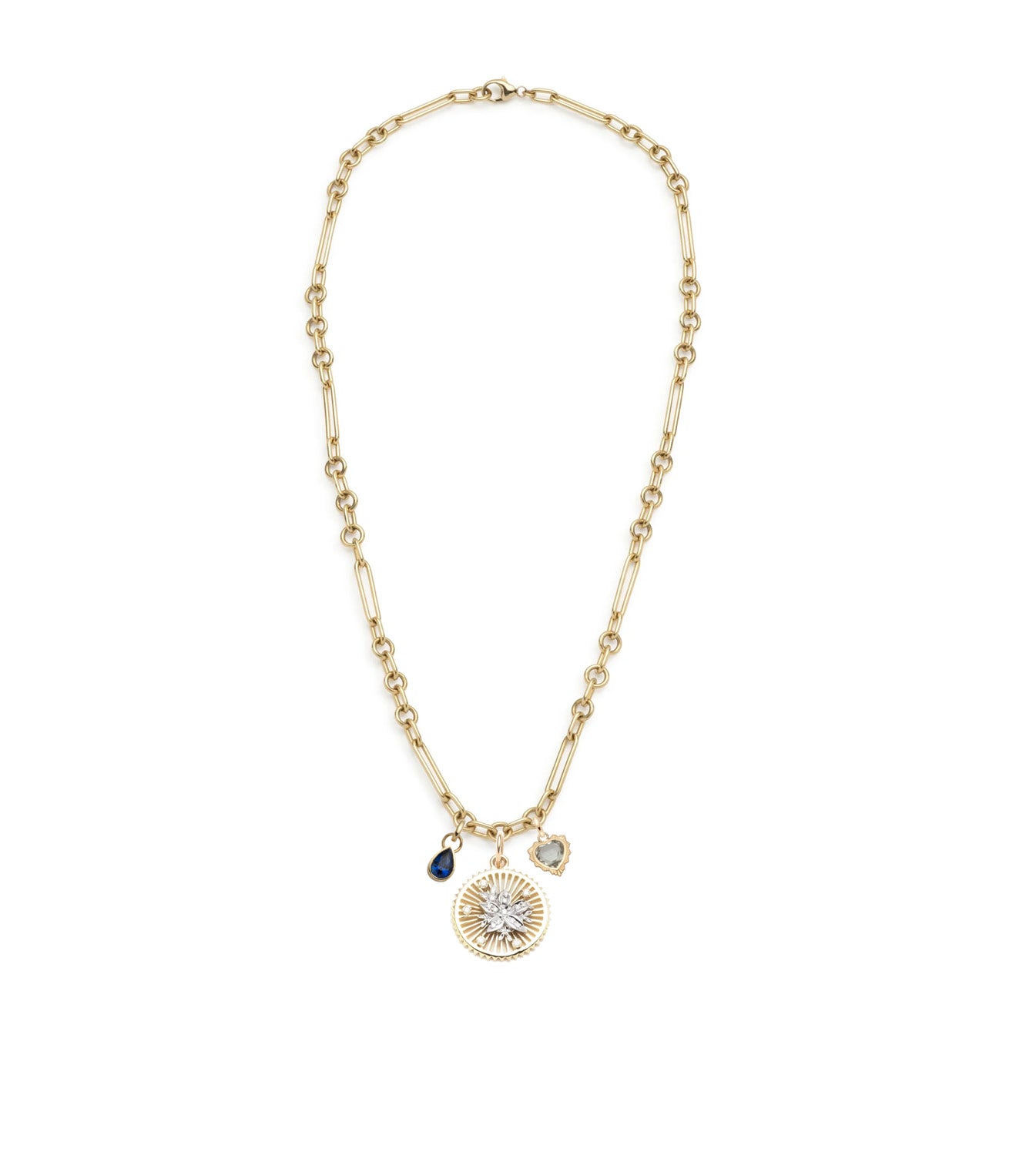 Resilient Gemstone Heart Pendant Necklace - Small Mixed Clip Chain for Women, Elegant Jewelry Gift for Valentine's Day, Anniversary & Special Occasions