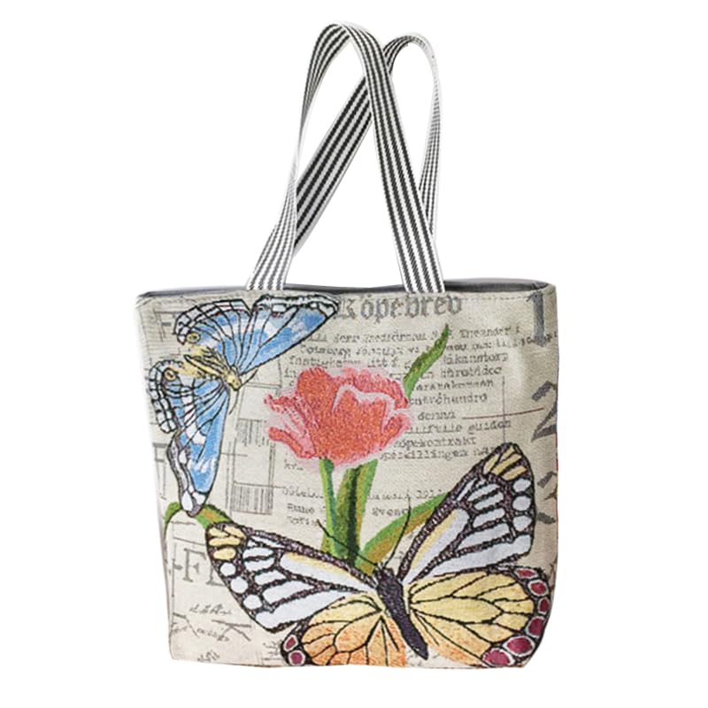 Stylish Large Embroidered Cat Tote Bag with Zipper - Reusable Canvas Handbag for Women | Perfect for Grocery Shopping, Beach Trips & Daily Use
