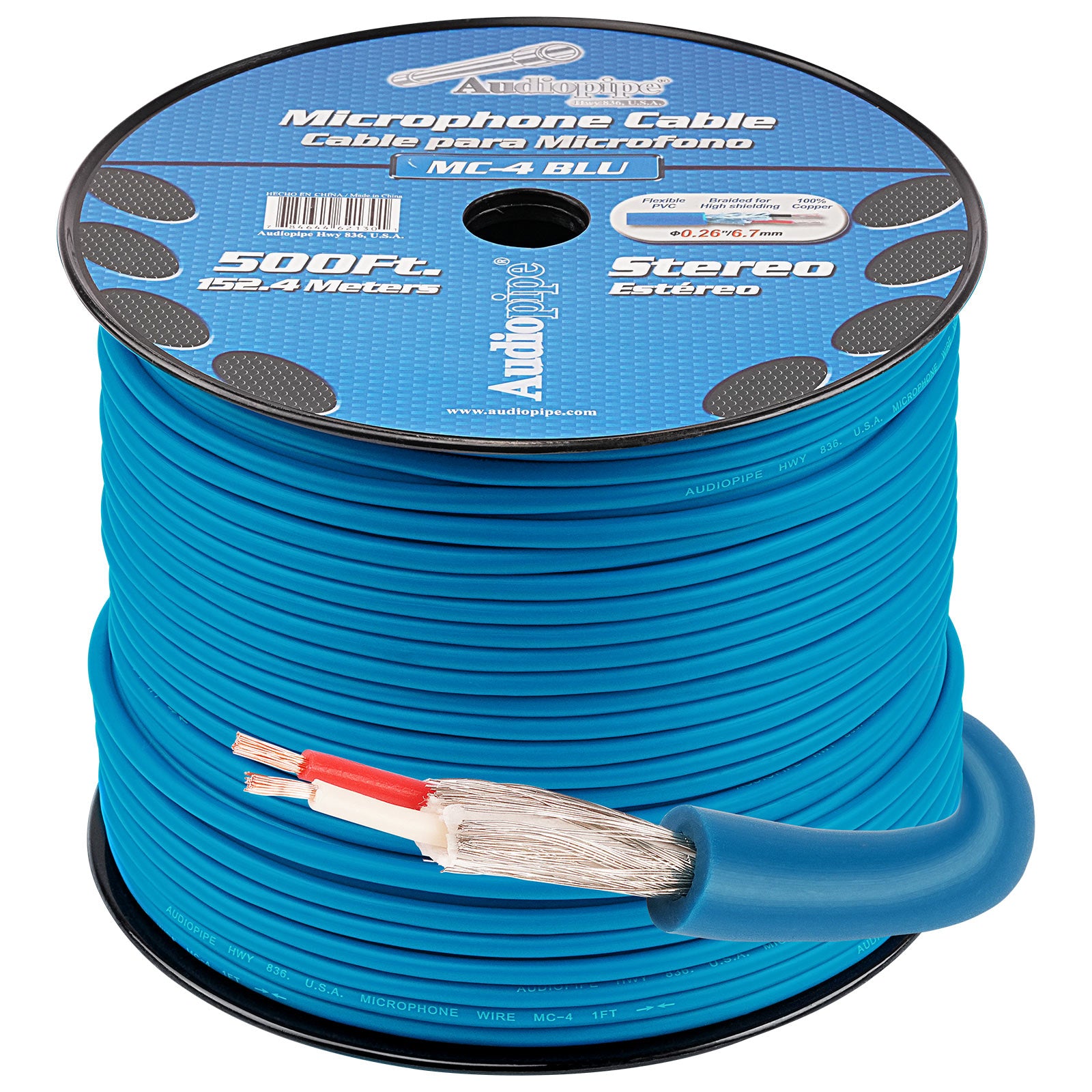 500 Ft Microphone Cable (MC 4 BLU) - High-Quality XLR Audio Cable for Professional Studio, Live Performance & Home Recording - Durable & Flexible for Stage, DJ & Podcasting Use
