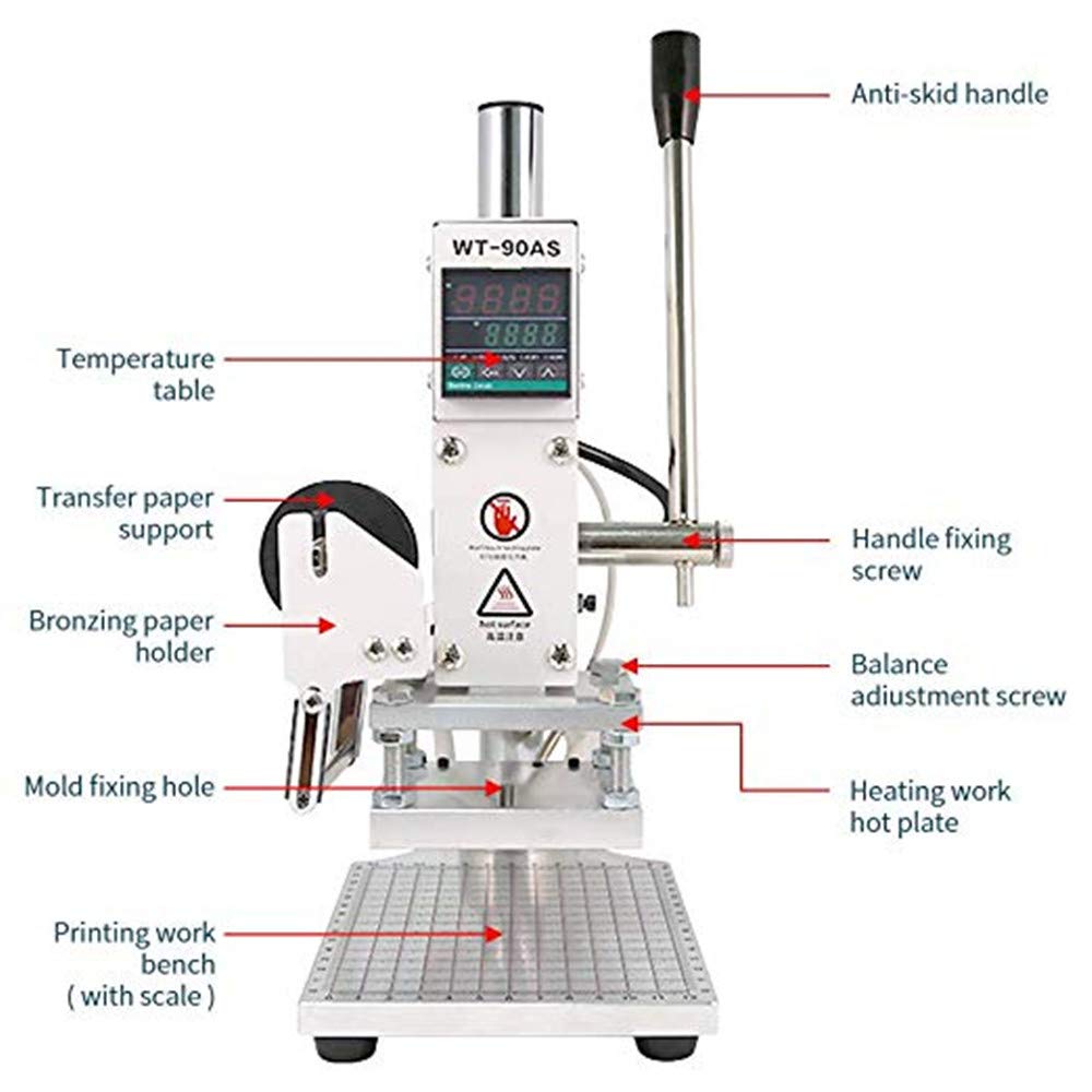 YUNSHINE 110V Hot Foil Press Machine - Manual Temperature Control Embosser for DIY Crafts (5x7cm Press Board) - Perfect for Paper, Card, Leather, PVC, PU & Wood Stamping - Ideal for Wedding Invitations, Business Cards & Leather Craft Projects