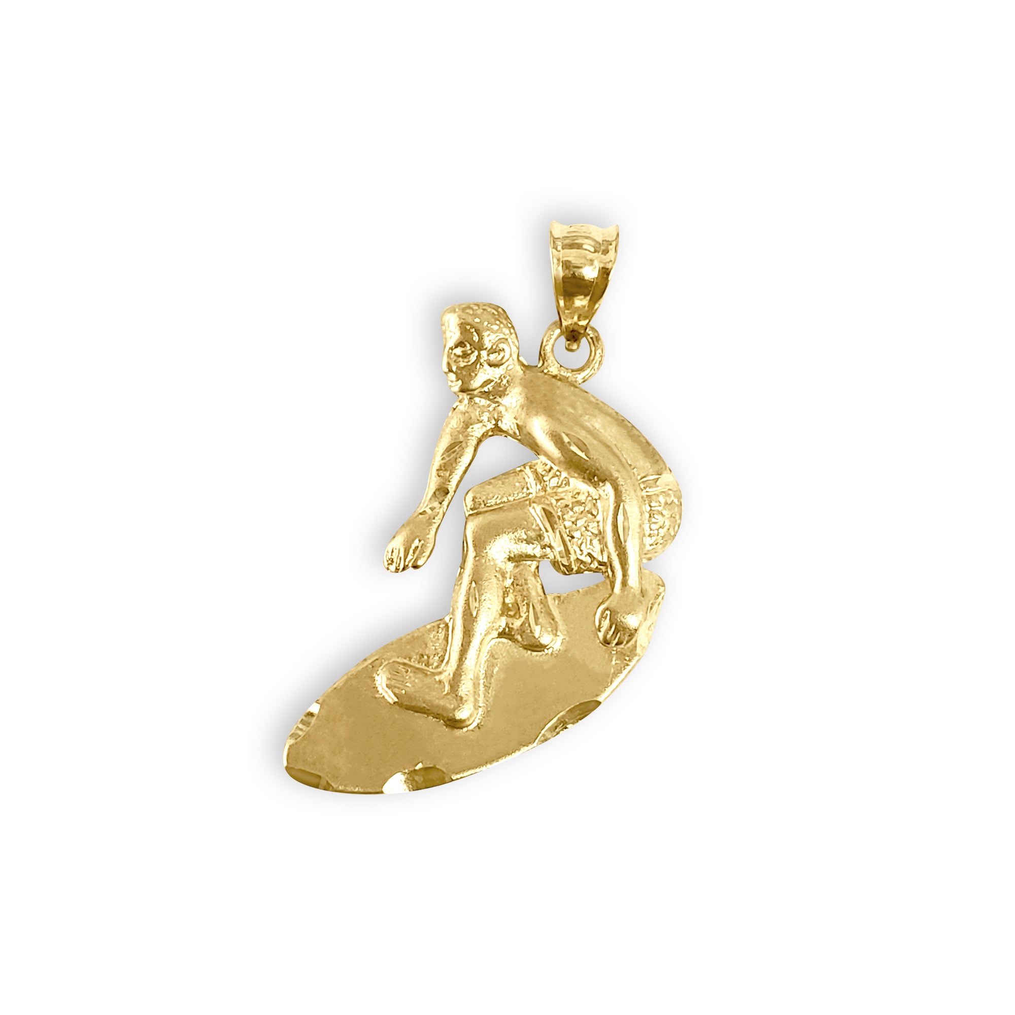 Men's Surfing Diamond Cut Charm Pendant Necklace - Perfect for Beach Lovers & Water Sports Enthusiasts