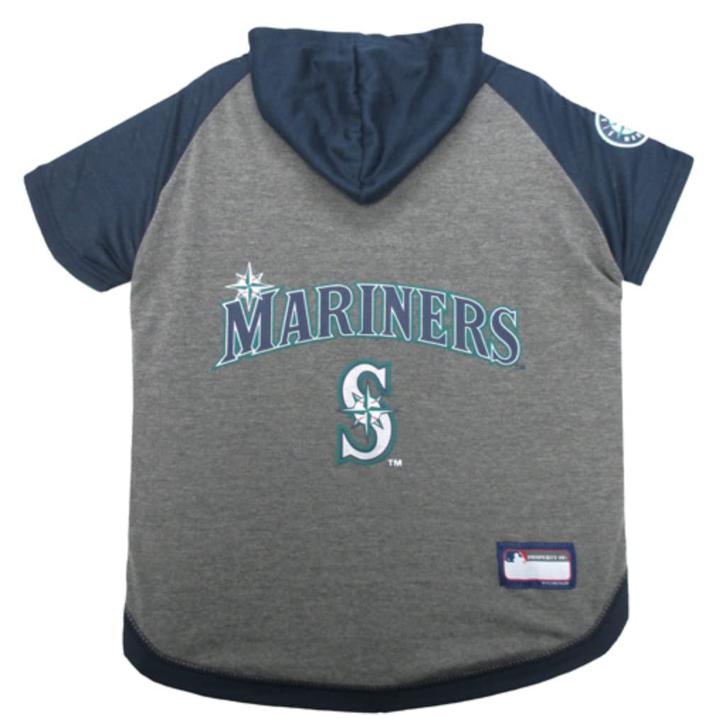 Seattle Mariners MLB Dog Hoodie & Cat Hooded Shirt - Small Pet Baseball Jersey for Dogs and Cats | Team Color Hooded Vest for Baseball Fans | Perfect for Game Day, Pet Costume Parties & Outdoor Adventures