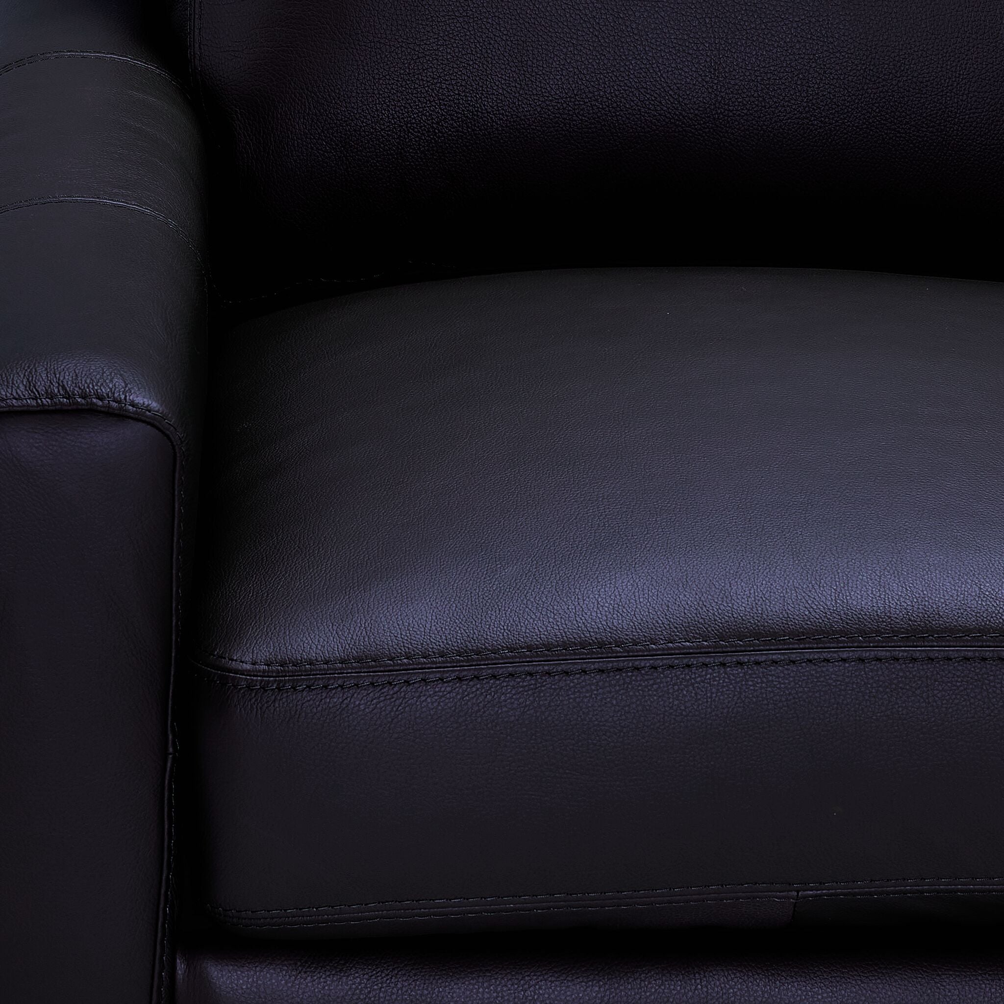 Premium Chito Leather Sofa and Loveseat Set in Raven Black - Modern Living Room Furniture for Home, Office, or Lounge