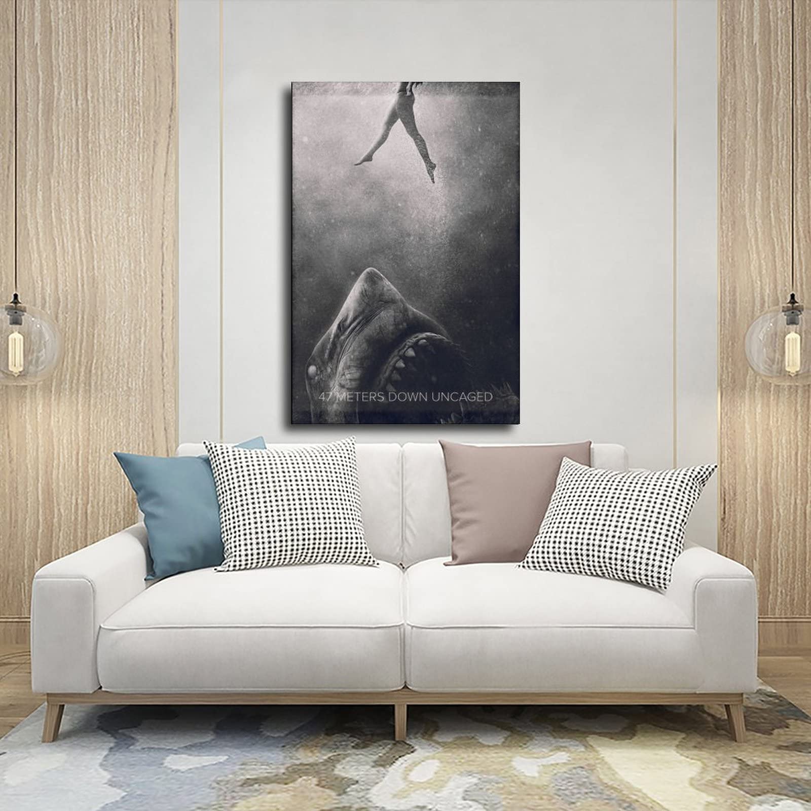 47 Meters Down Uncaged Movie Poster Canvas Print - 20x30 Inches (50x75cm) - Stylish Wall Art for Bedroom, Office & Home Decor - Perfect Gift for Movie Lovers & Adventure Fans