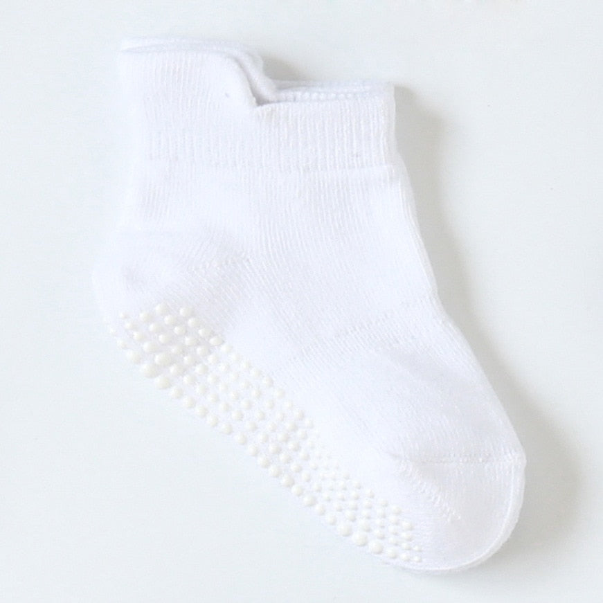 Non-Slip Baby Ankle Socks with Grips - Soft Cotton Breathable Toddler Socks for Crawling, Walking & Playtime