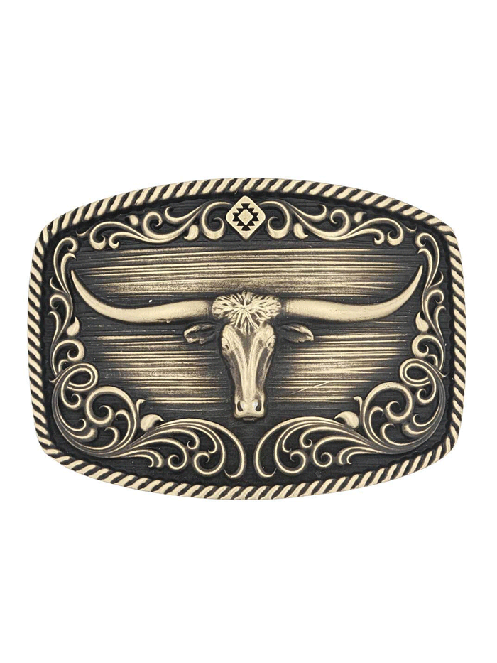 Montana Silversmiths A973C Longhorn Legend Heritage Attitude Belt Buckle - Western Style Bronze Cowboy Buckle for Jeans & Western Wear