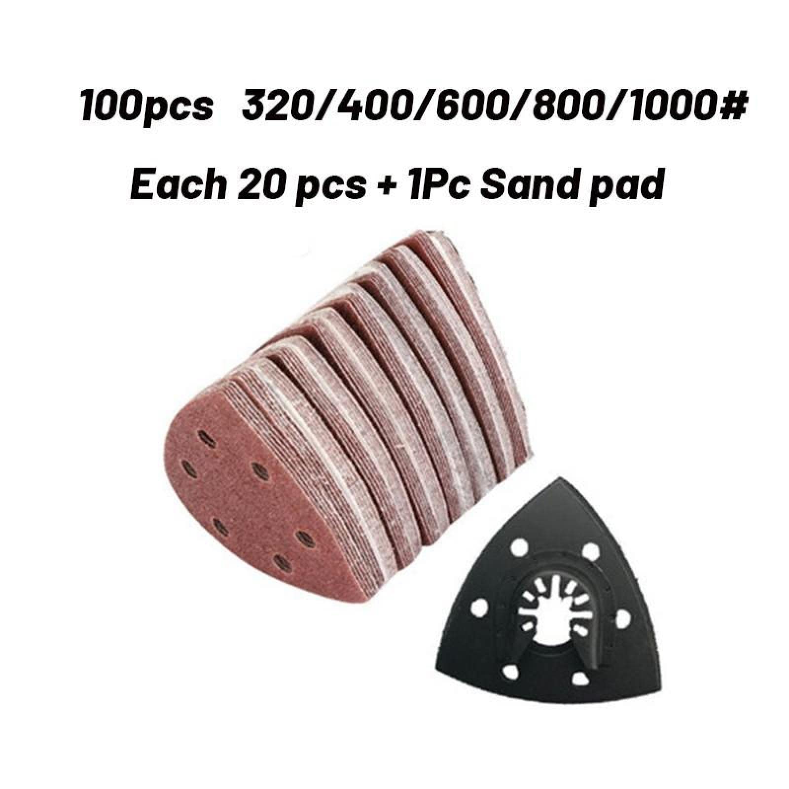 100-Piece Mixed Grit Sandpaper Set (320-1000 Grit) - 90mm Hook & Loop Discs for Delta Sanders - Premium Abrasive Tools for Woodworking & Metal Polishing - Includes Free 90mm Sanding Pad