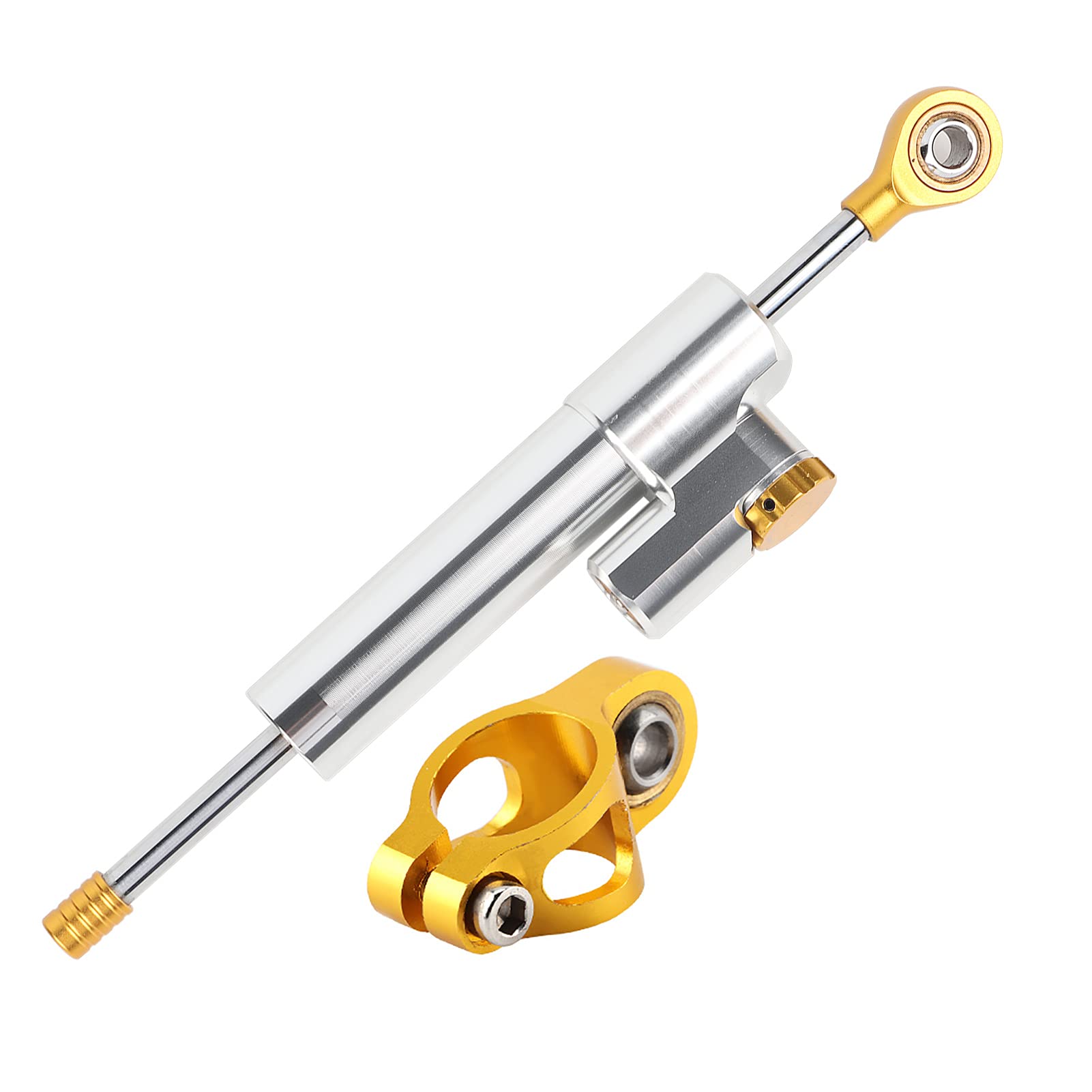 Universal Motorcycle Steering Damper Stabilizer - Aluminum Alloy Handlebar Safety Control for Smooth Riding (Silver)