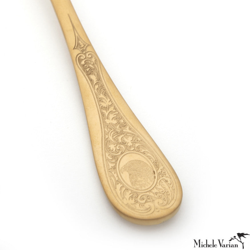 Premium Brushed Gold Eagle Cutlery Set - 24-Piece Stainless Steel Flatware with Elegant Eagle Design - Perfect for Fine Dining, Wedding Gifts & Luxury Table Settings