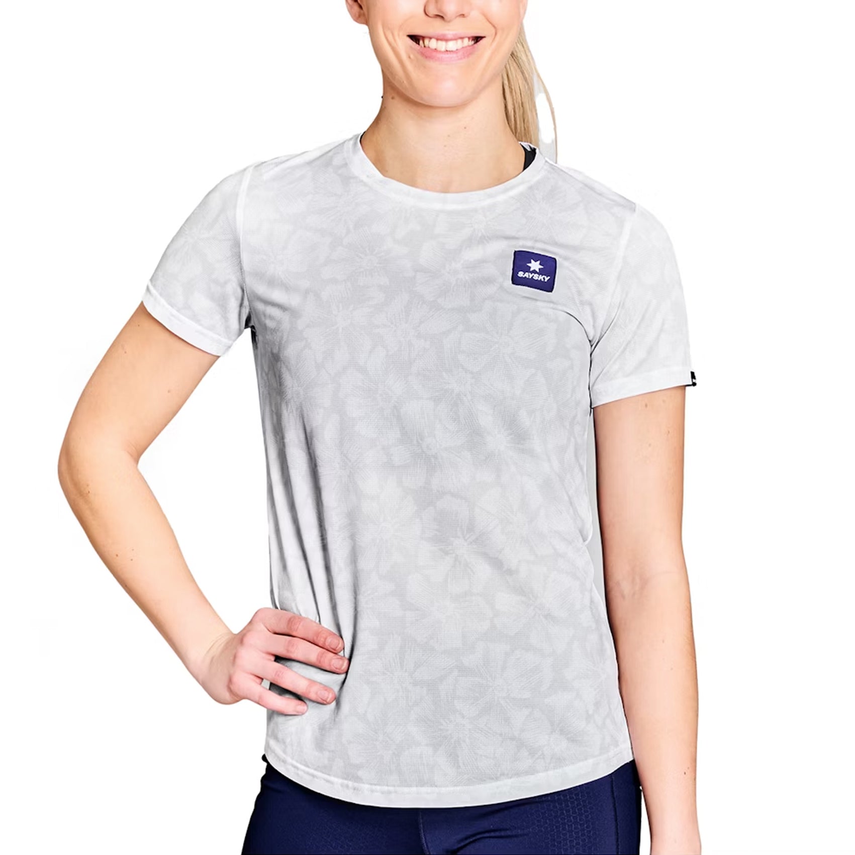 Women's Saysky Floral Combat T-Shirt - Stylish & Comfortable Casual Wear for Gym, Running, and Everyday Outfits