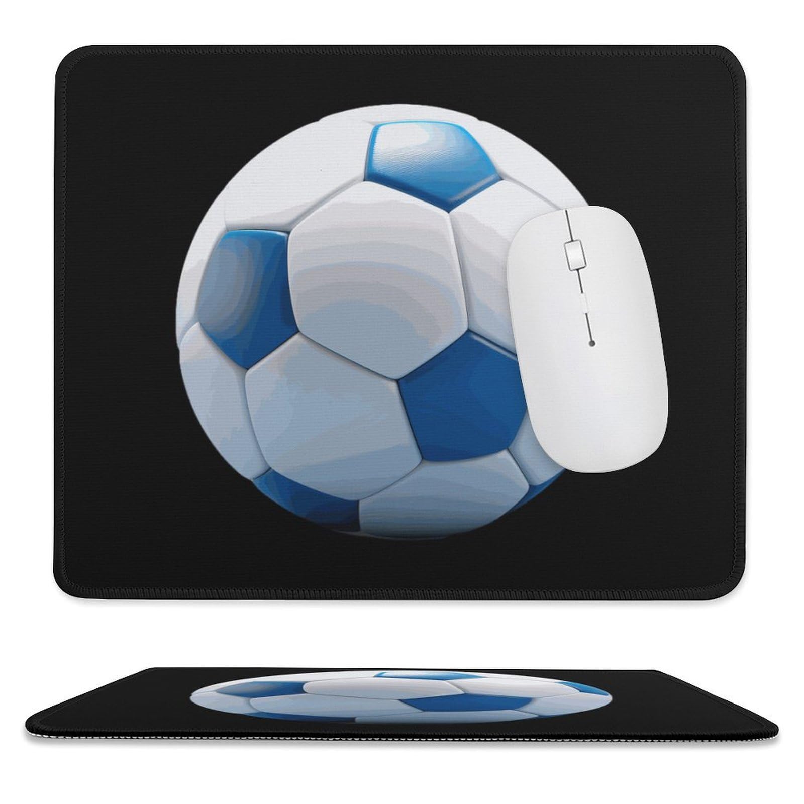 Premium Football-Themed Mouse Pad - Non-Slip Rubber Base, Stitched Edge, Waterproof (9.8