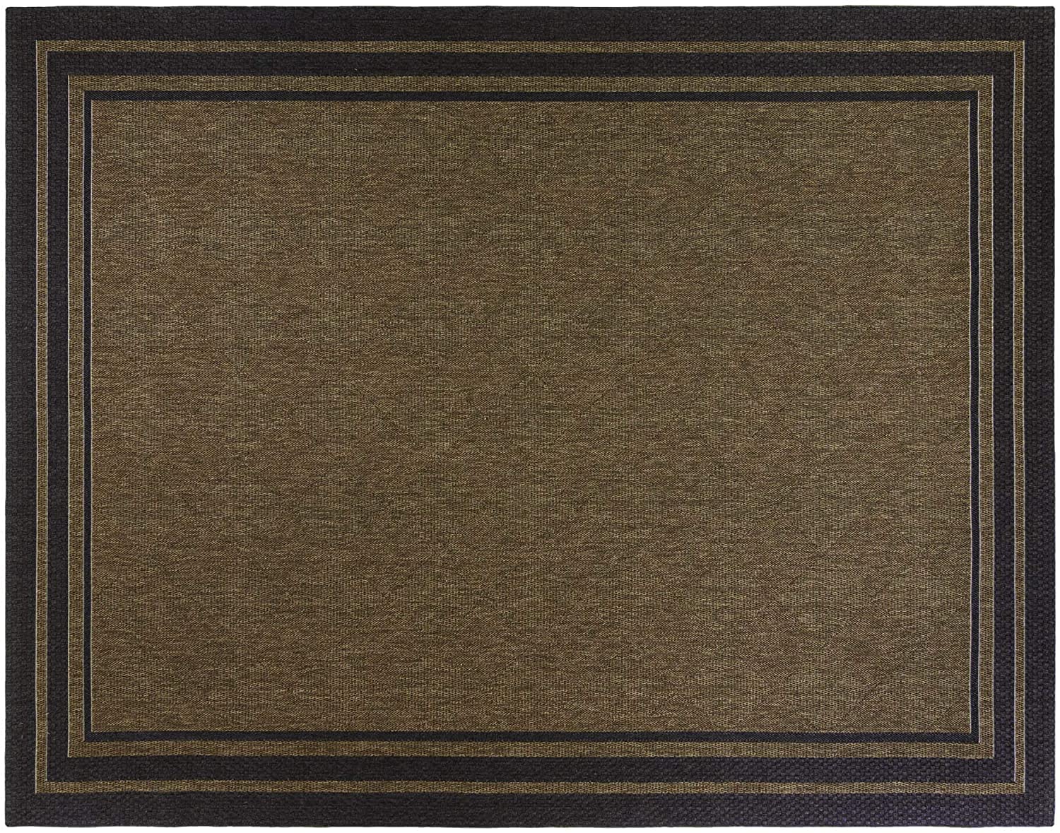 Gertmenian 22352 5x8 Outdoor Patio Rug - Luxury Triple Border Black Brown Carpet for Porch, Deck & Garden - Waterproof & Durable for All Weather Use
