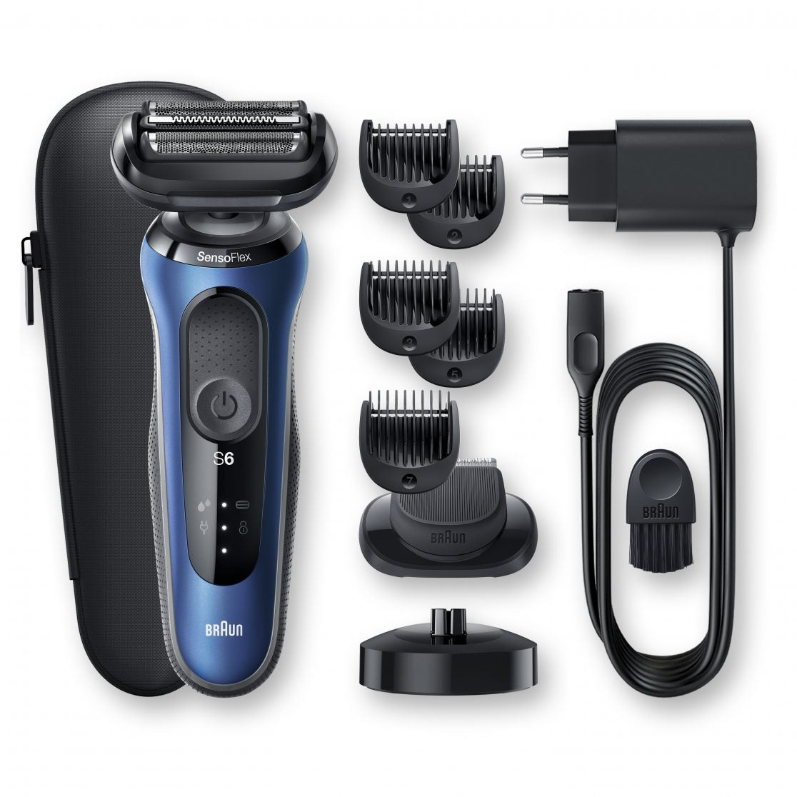 Philips Series 6 60 B4500cs Wet & Dry Electric Shaver with Charging Station & EasyClick Trimmer - Blue | For Men's Face & Body Grooming at Home or Travel