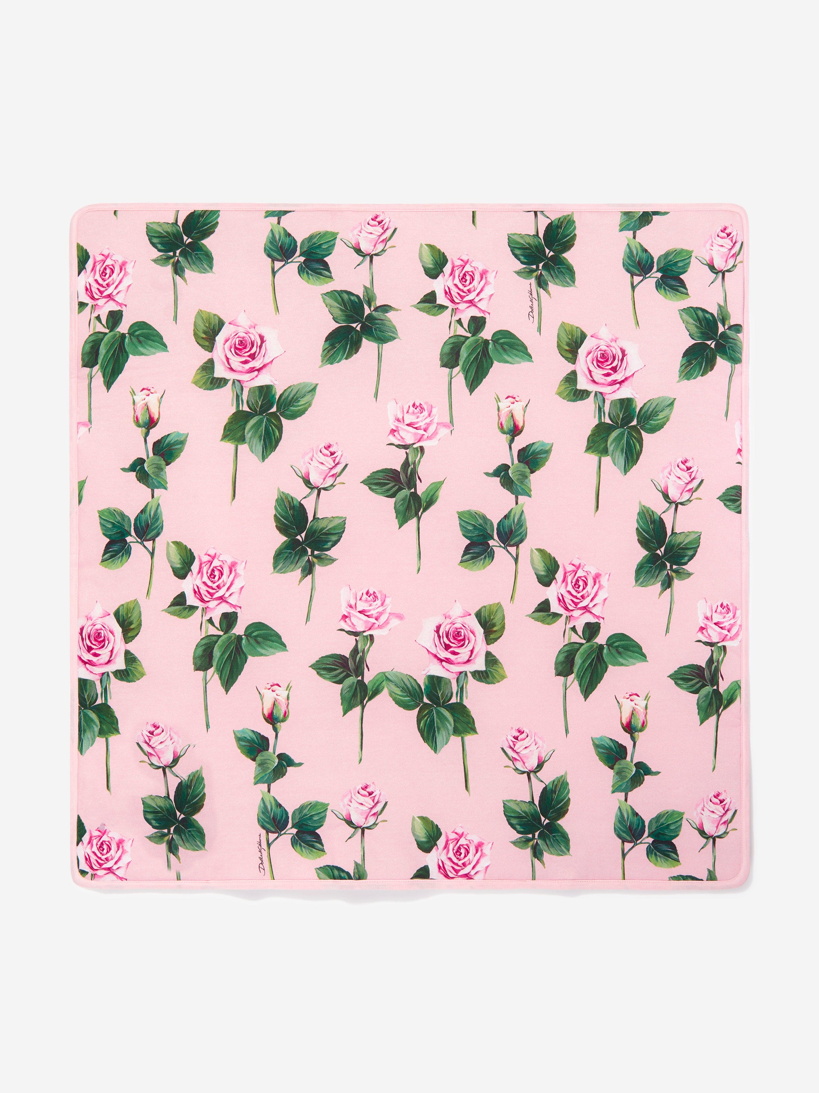 Pink Rose Print Baby Blanket for Girls - Soft & Cozy 72cm x 72cm Nursery Blanket - Perfect for Crib, Stroller, Swaddling & Photo Props