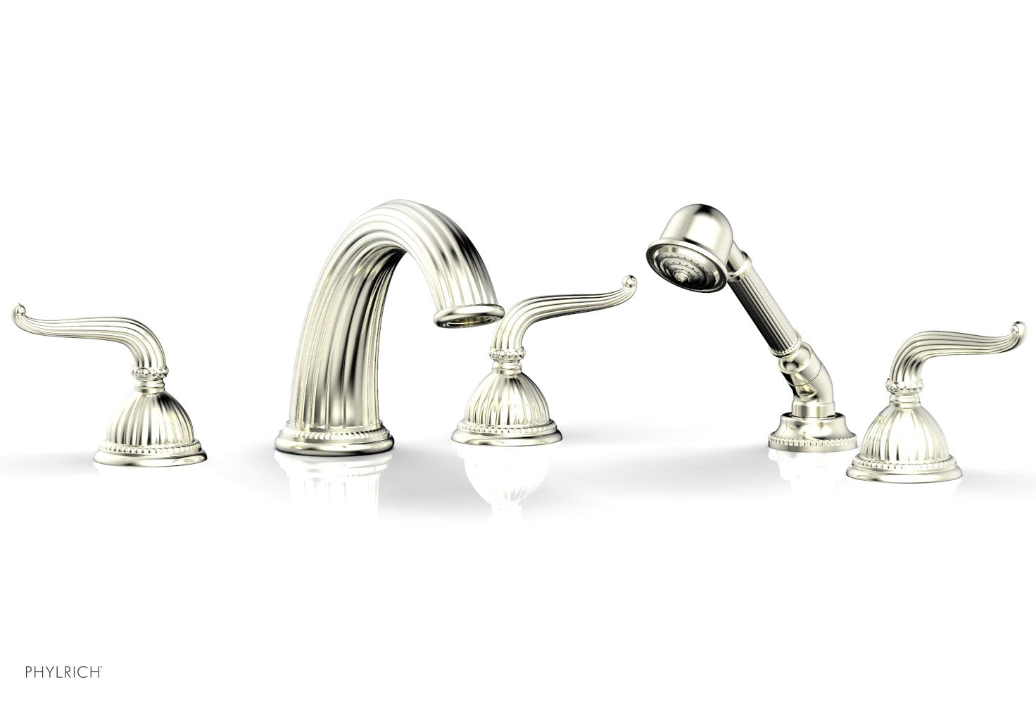 GEORGIAN & BARCELONA Deck Mounted Bathtub Faucet Set with Hand Shower and Lever Handles K2141P1 - Perfect for Modern Bathroom Renovations and Spa-Like Showower Experience
